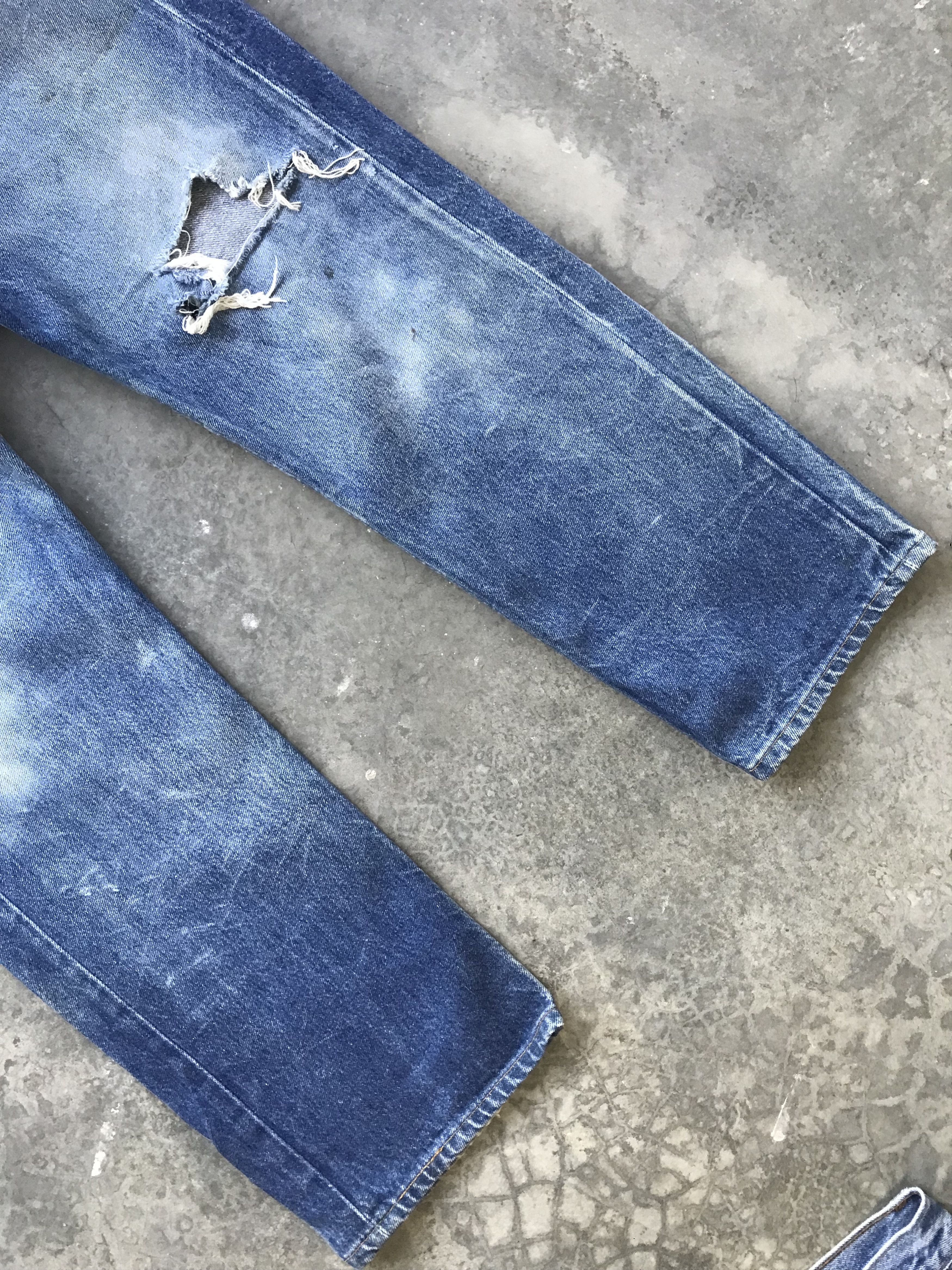 Levi's VLEV7 - Vintage 90s Levis 501 Distressed Denim Size US 33 - 3 Thumbnail