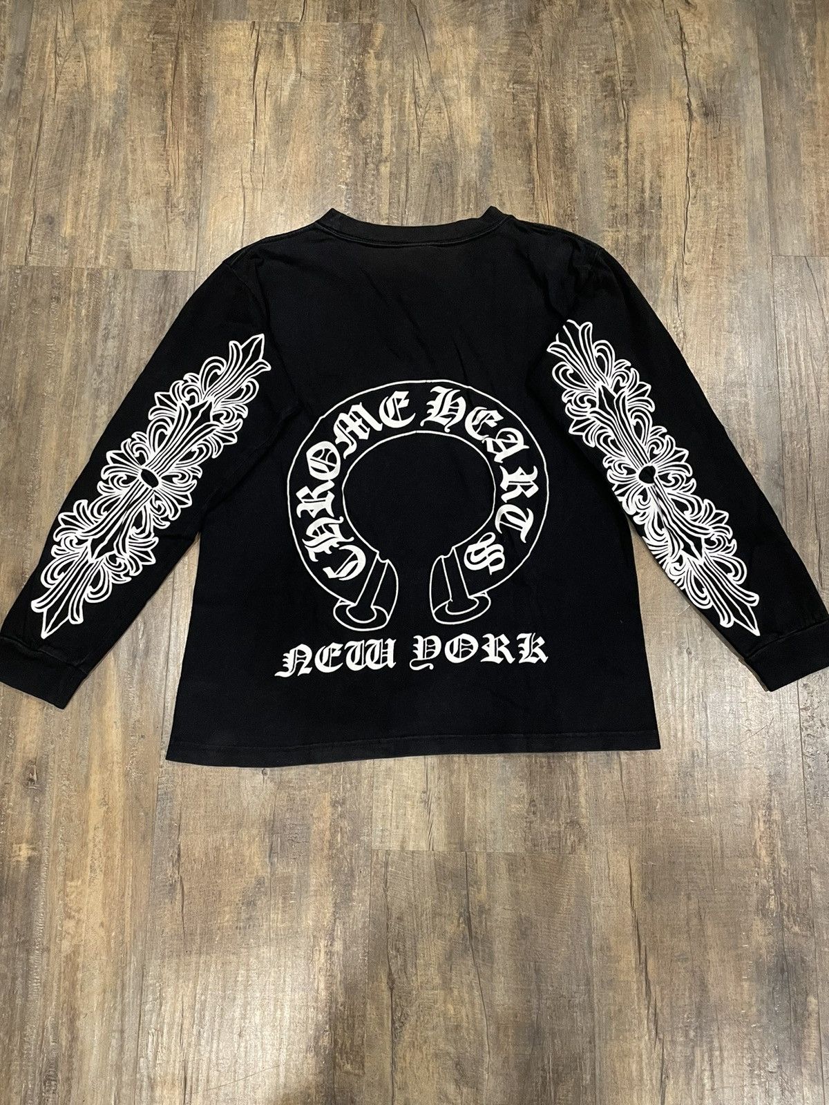 Chrome Hearts RARE Chrome Hearts New York Floral Cross L/S Pocket Tee ...