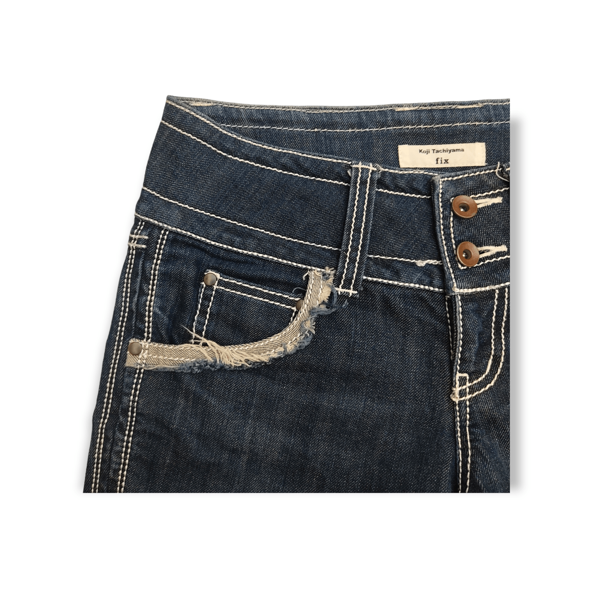 20471120 Koji Tachiyama Fix Low Rise Flare Denim Jeans Size US 30 / EU 46 - 6 Thumbnail
