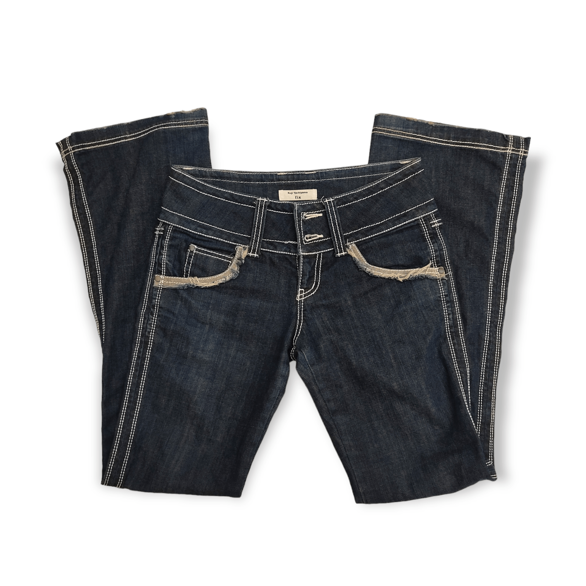 20471120 Koji Tachiyama Fix Low Rise Flare Denim Jeans Size US 30 / EU 46 - 3 Thumbnail