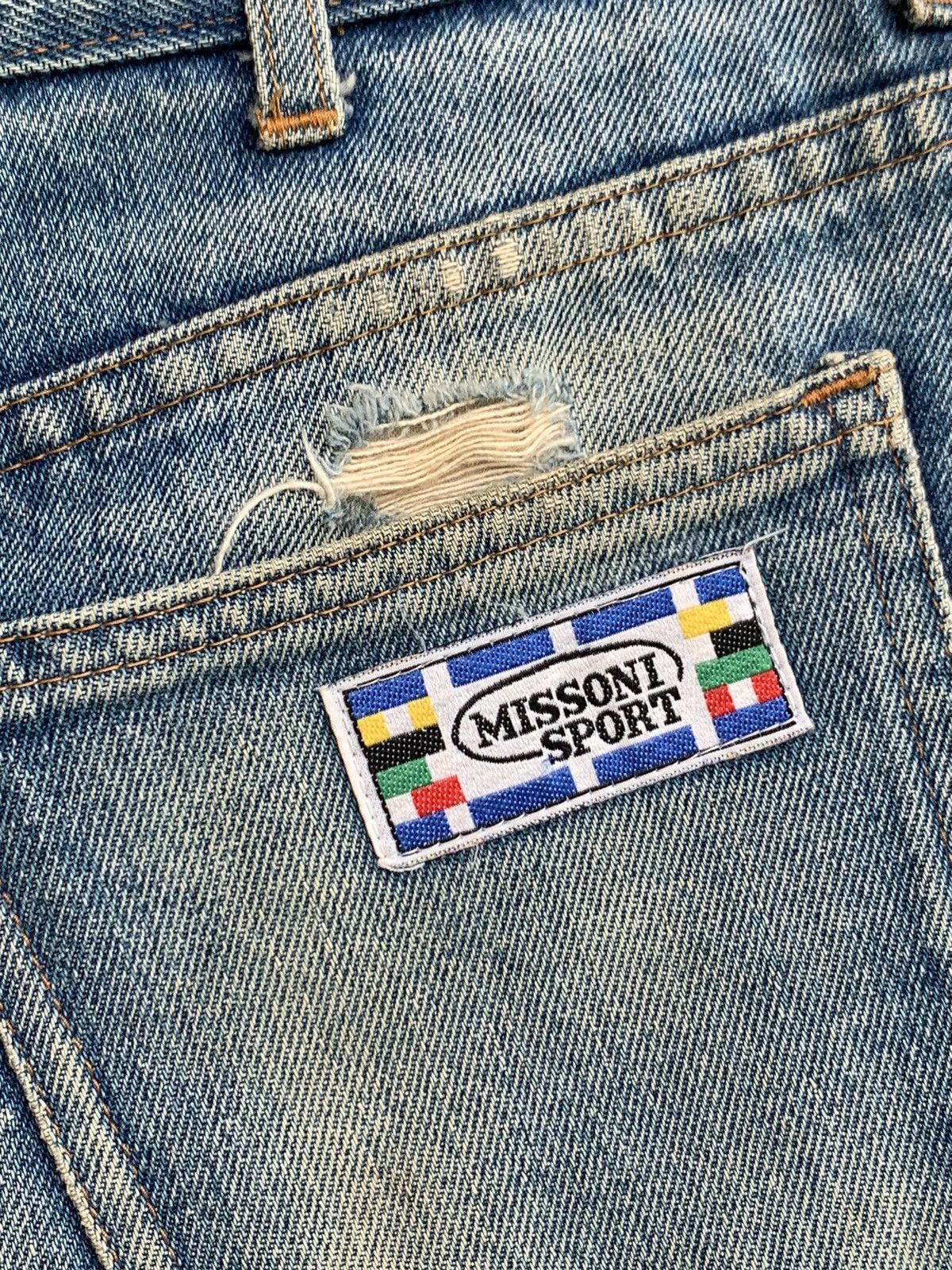 Missoni Vintage Missoni Sport Distressed Straight Denim Pant Size US 30 / EU 46 - 7 Thumbnail
