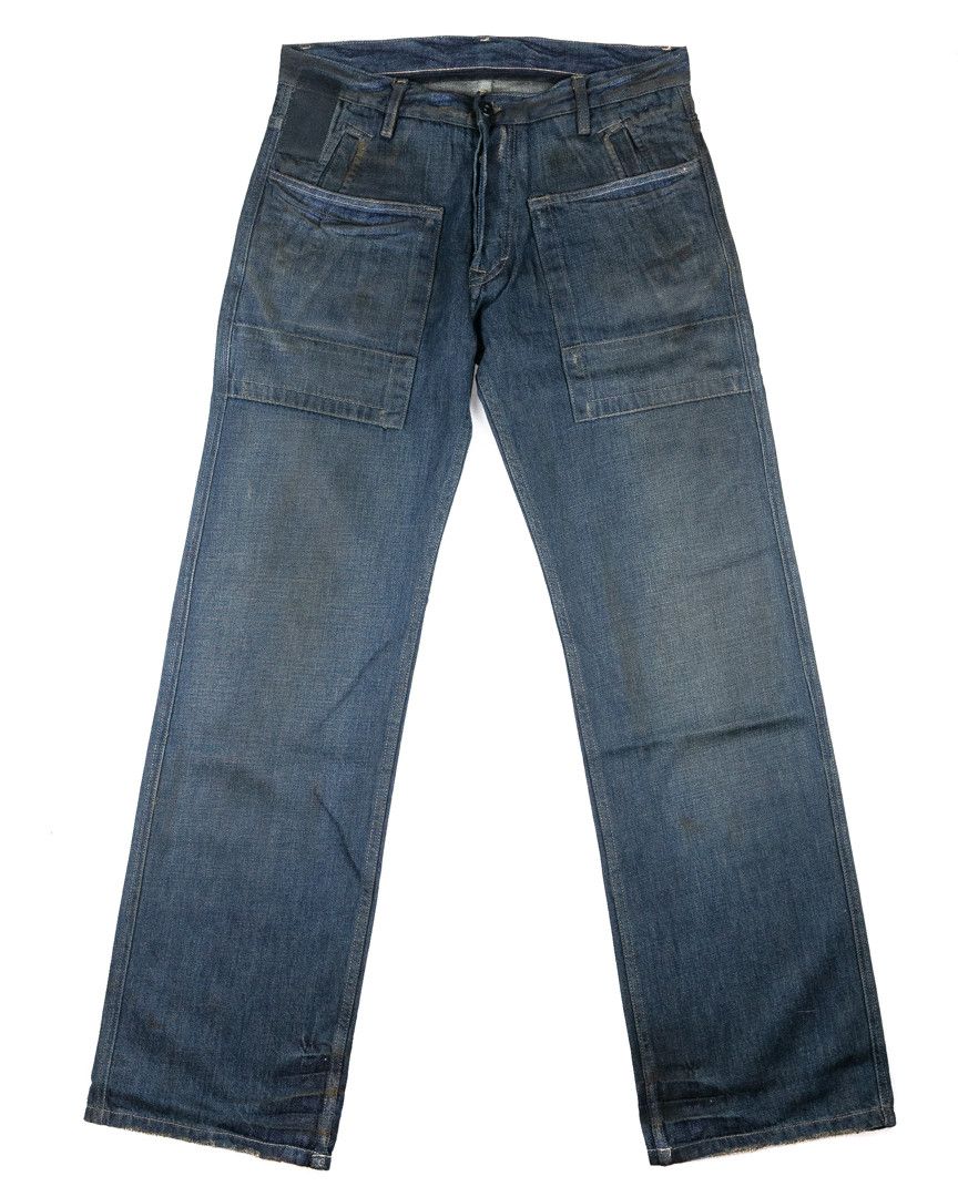 image of Rick Owens Waxed Double Pocket Denim in Indigo, Men's (Size 33)