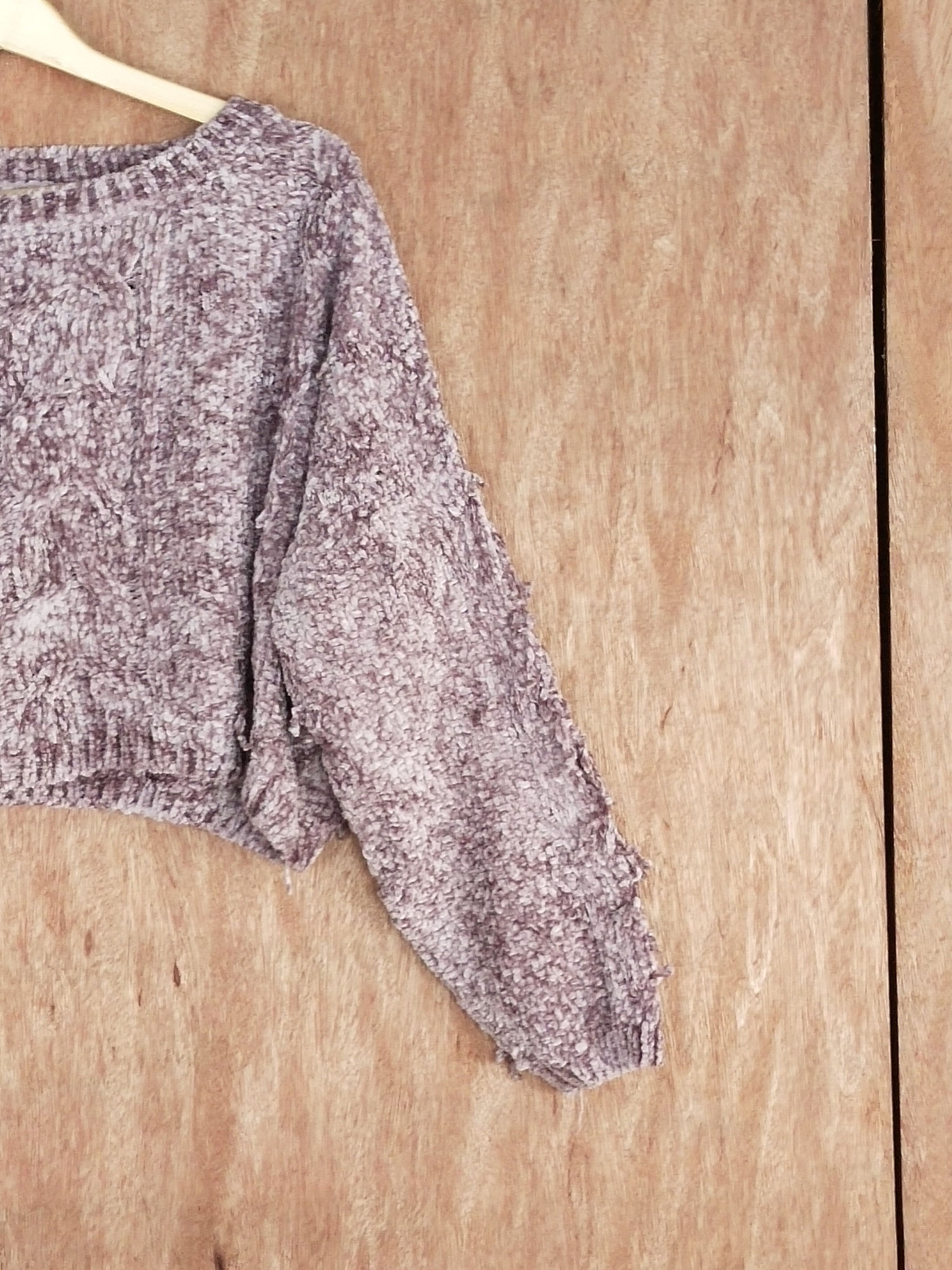 Homespun Knitwear × Japanese Brand GRL Crop Top light shag shaggy fur purple Knitwear #S106 Size L / US 10 / IT 46 - 3 Thumbnail
