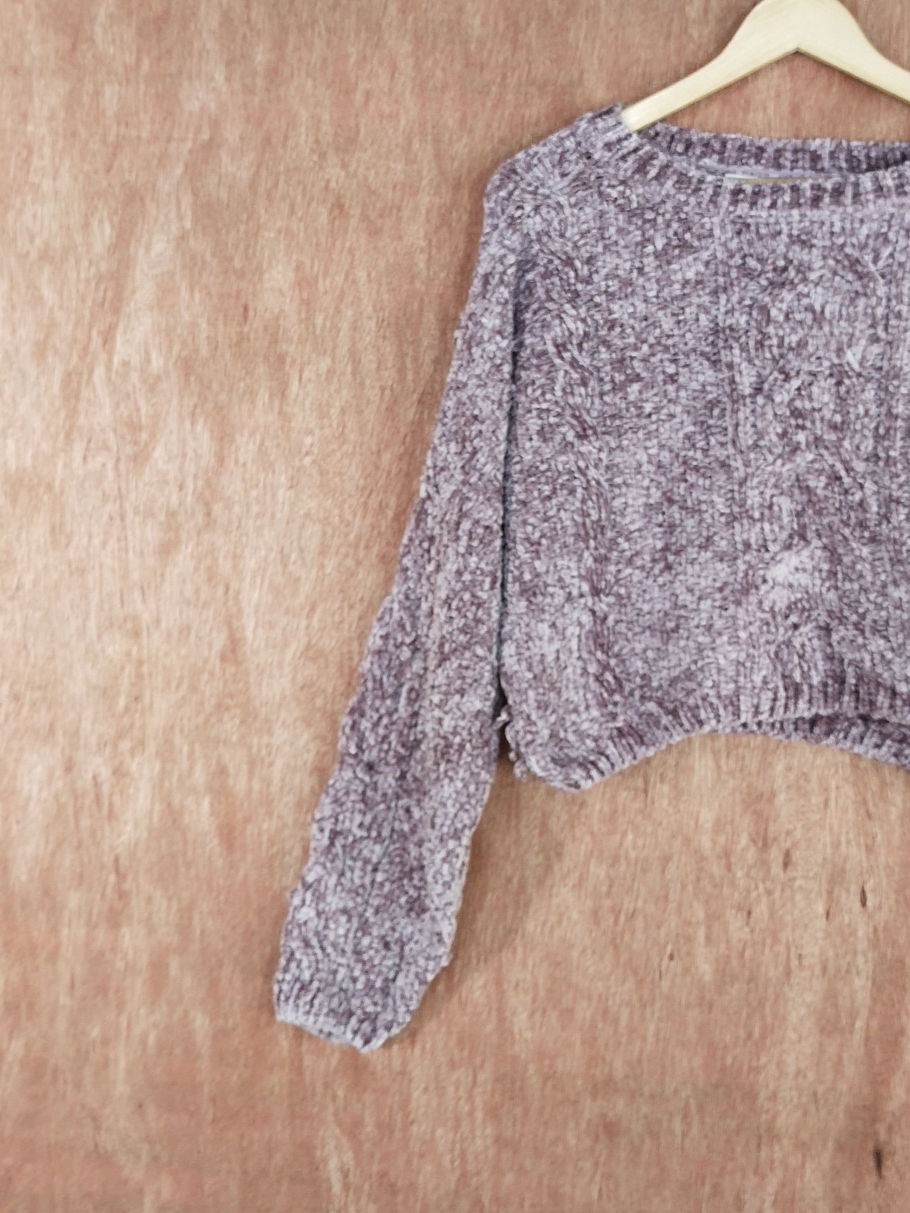 Homespun Knitwear × Japanese Brand GRL Crop Top light shag shaggy fur purple Knitwear #S106 Size L / US 10 / IT 46 - 4 Thumbnail