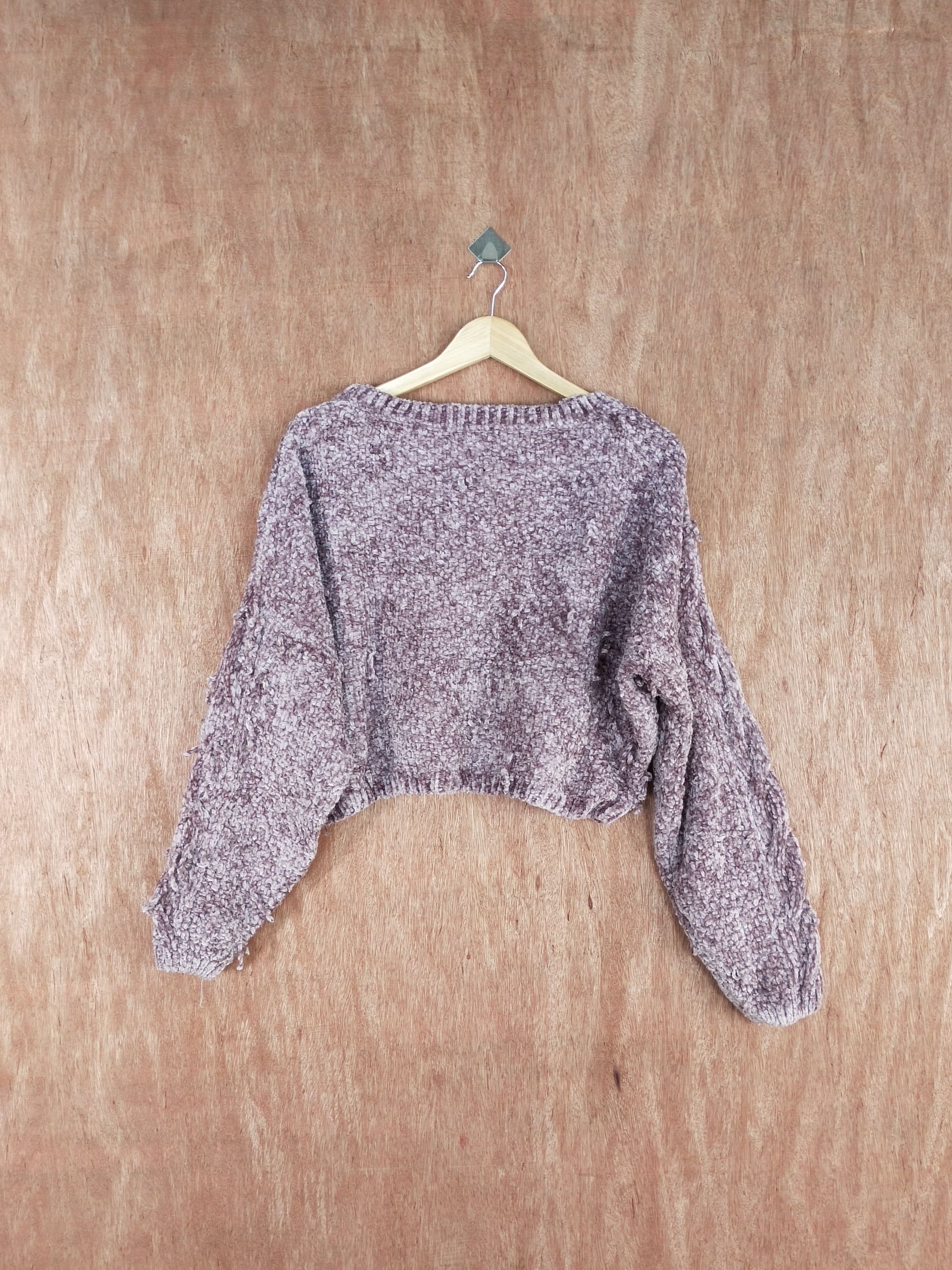 Homespun Knitwear × Japanese Brand GRL Crop Top light shag shaggy fur purple Knitwear #S106 Size L / US 10 / IT 46 - 7 Thumbnail