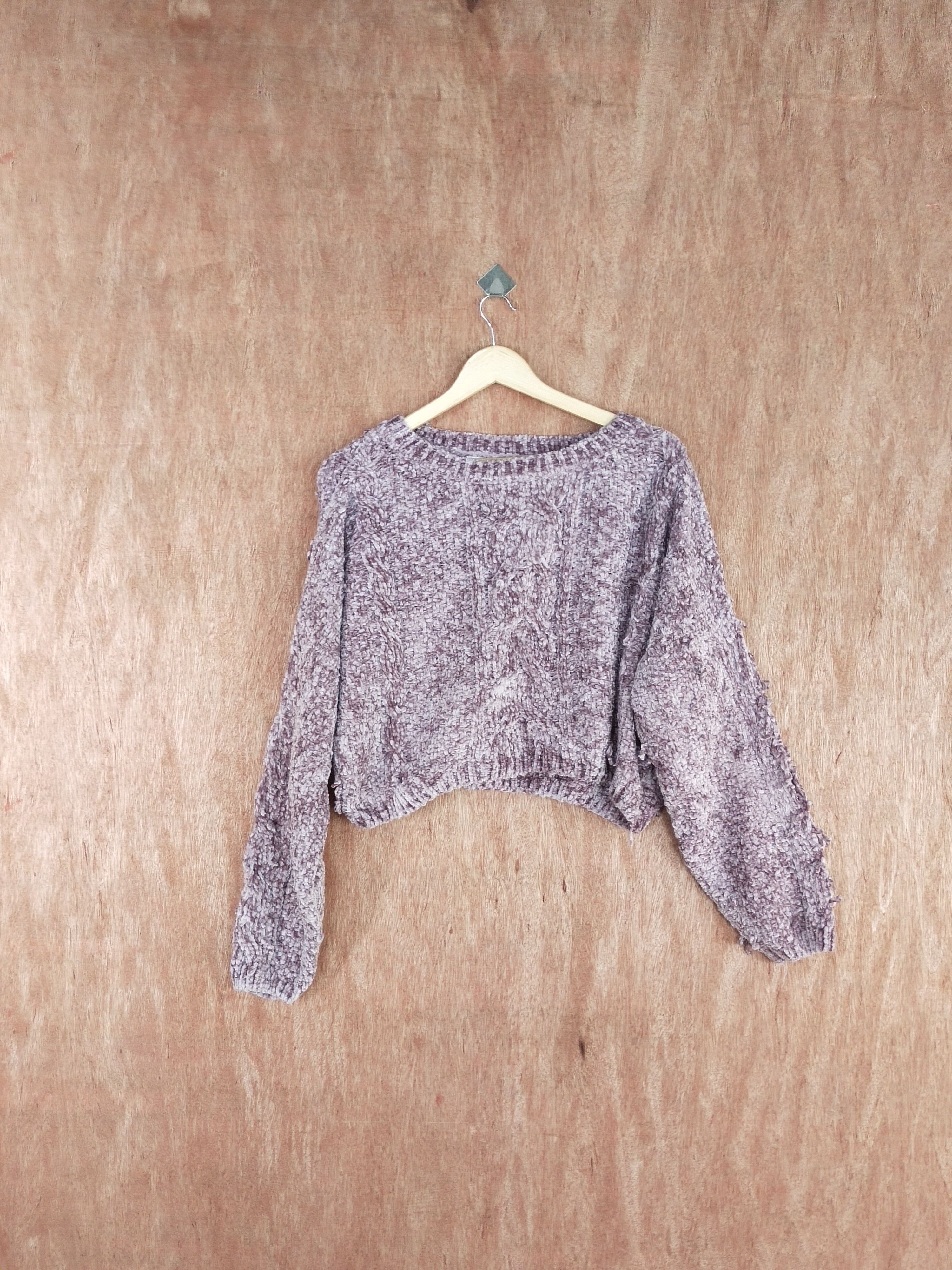 Homespun Knitwear × Japanese Brand GRL Crop Top light shag shaggy fur purple Knitwear #S106 Size L / US 10 / IT 46 - 1 Thumbnail