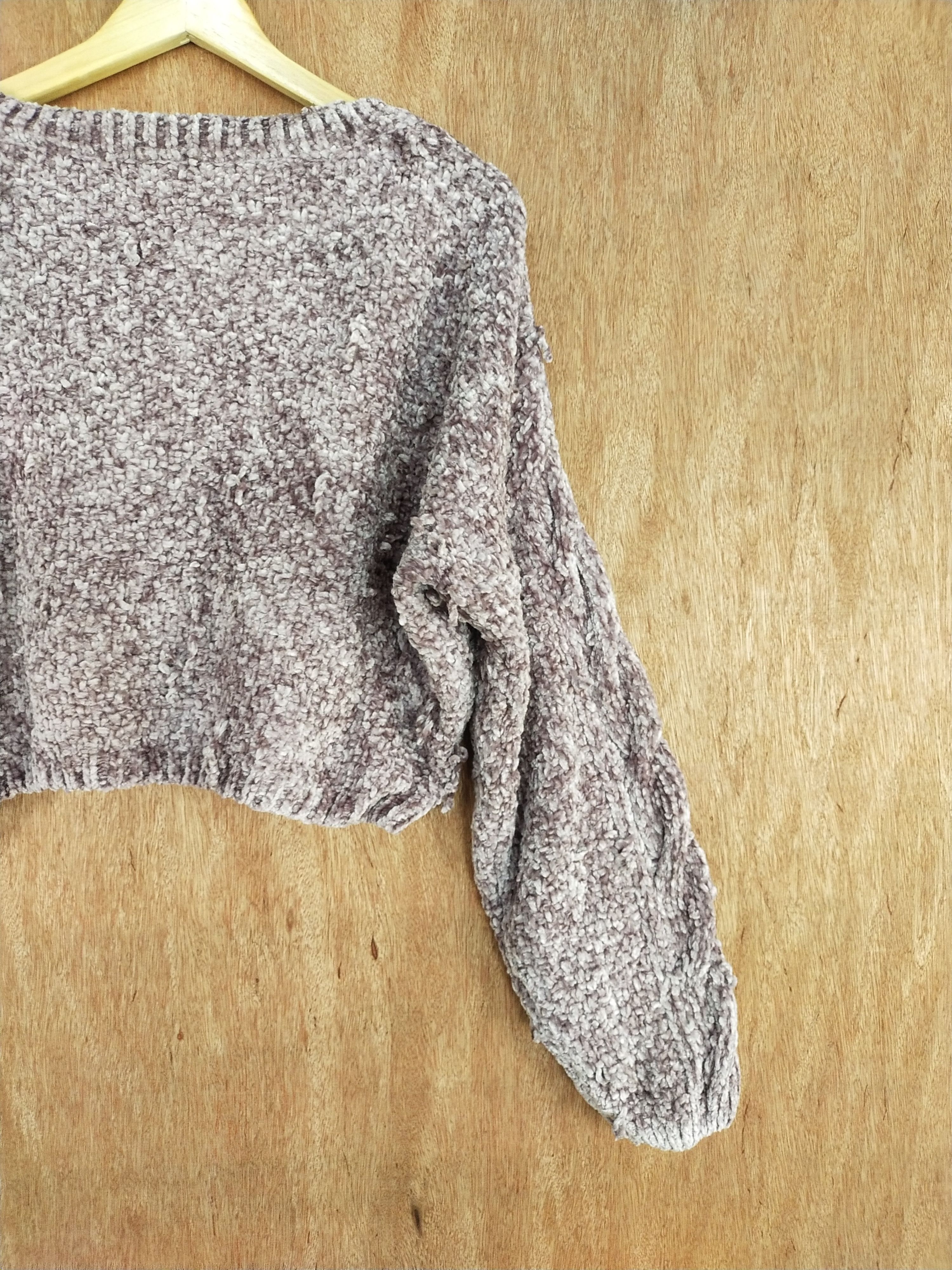 Homespun Knitwear × Japanese Brand GRL Crop Top light shag shaggy fur purple Knitwear #S106 Size L / US 10 / IT 46 - 8 Thumbnail