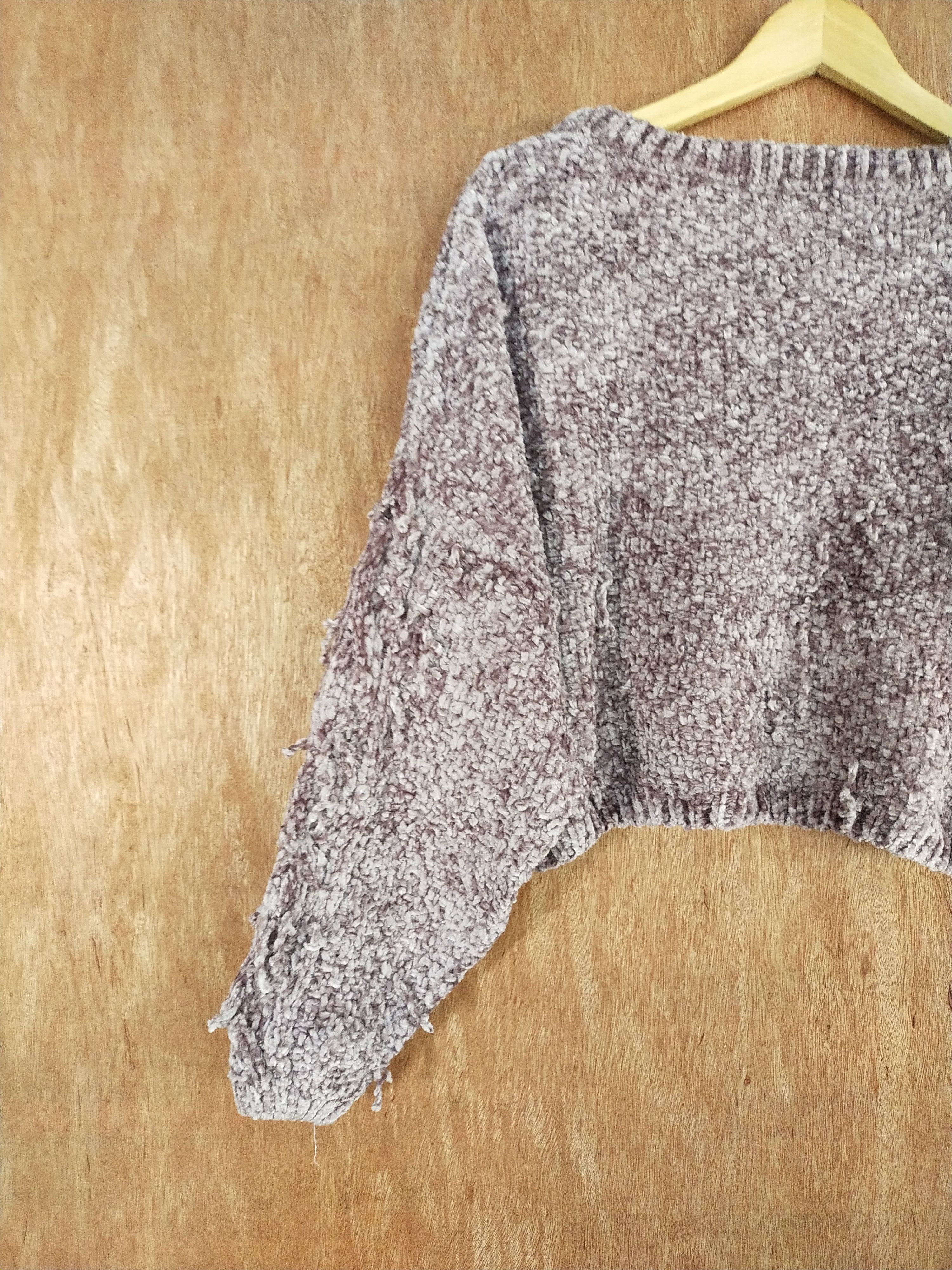 Homespun Knitwear × Japanese Brand GRL Crop Top light shag shaggy fur purple Knitwear #S106 Size L / US 10 / IT 46 - 9 Thumbnail