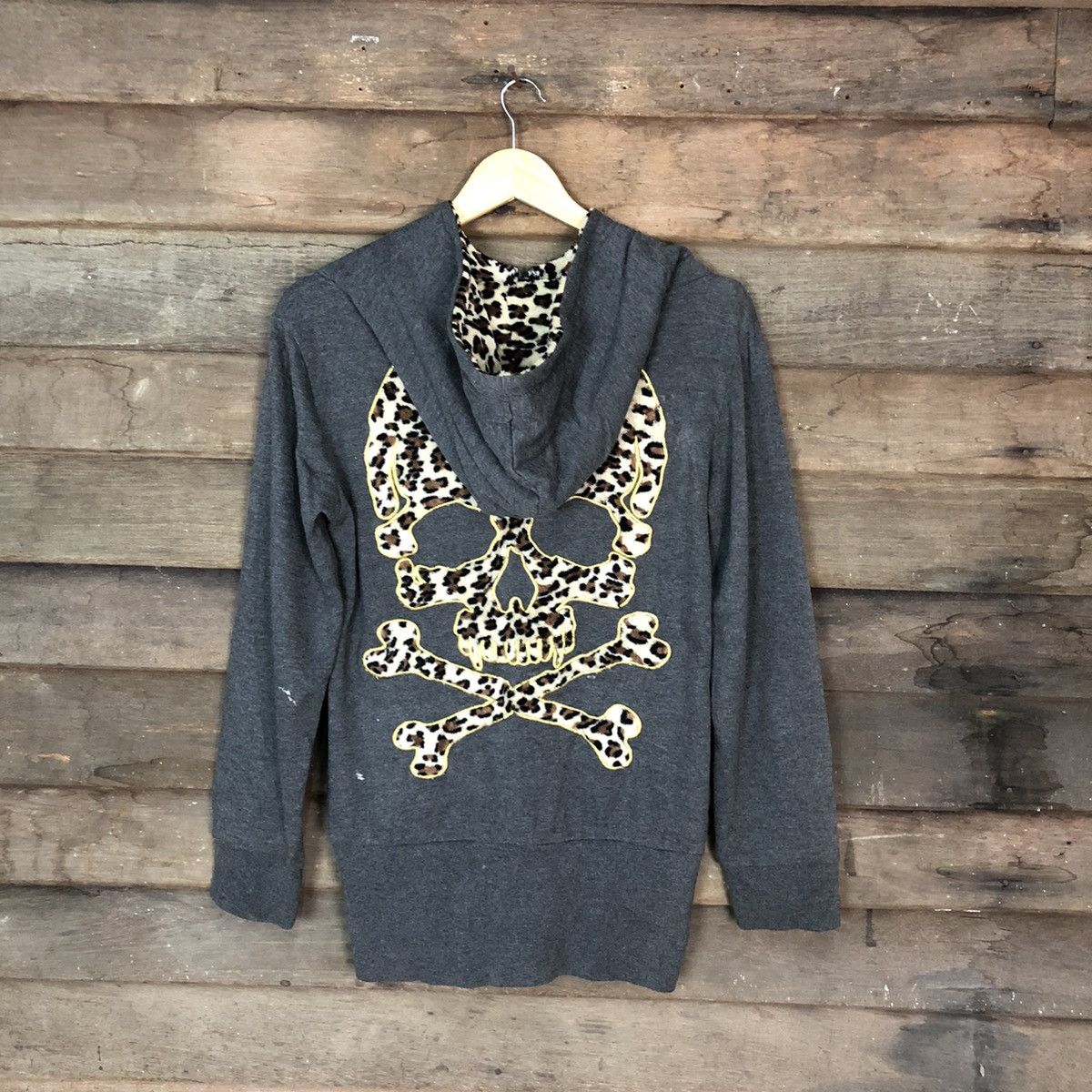 Japanese Brand DL Other Area Remark Skulls leopard Grey Hoodie #3600 Size US S / EU 44-46 / 1 - 11 Thumbnail