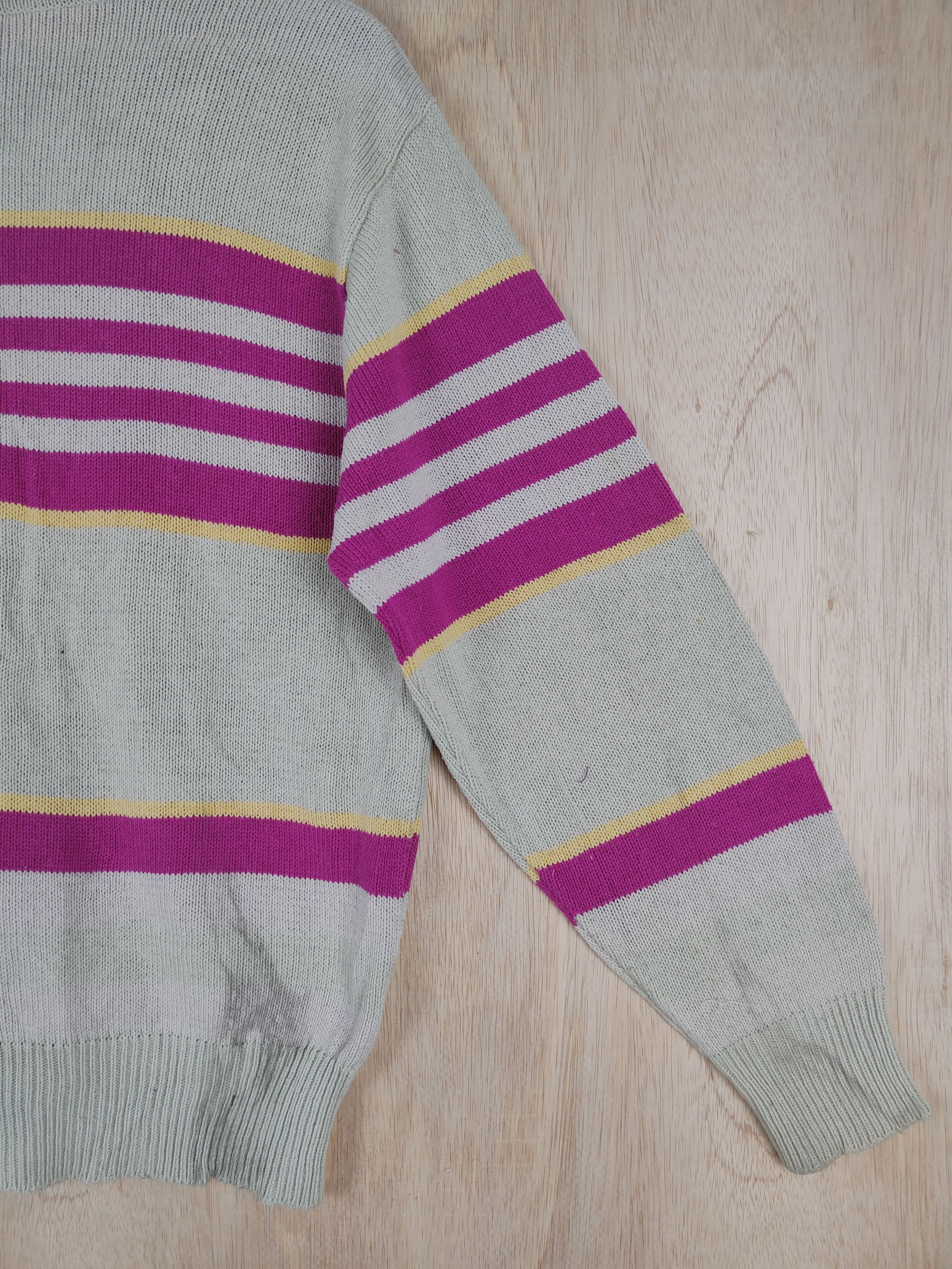 Homespun Knitwear × Vintage Japan knitwear stripe Gray/Pink Cardigan #S311 Size US M / EU 48-50 / 2 - 7 Thumbnail