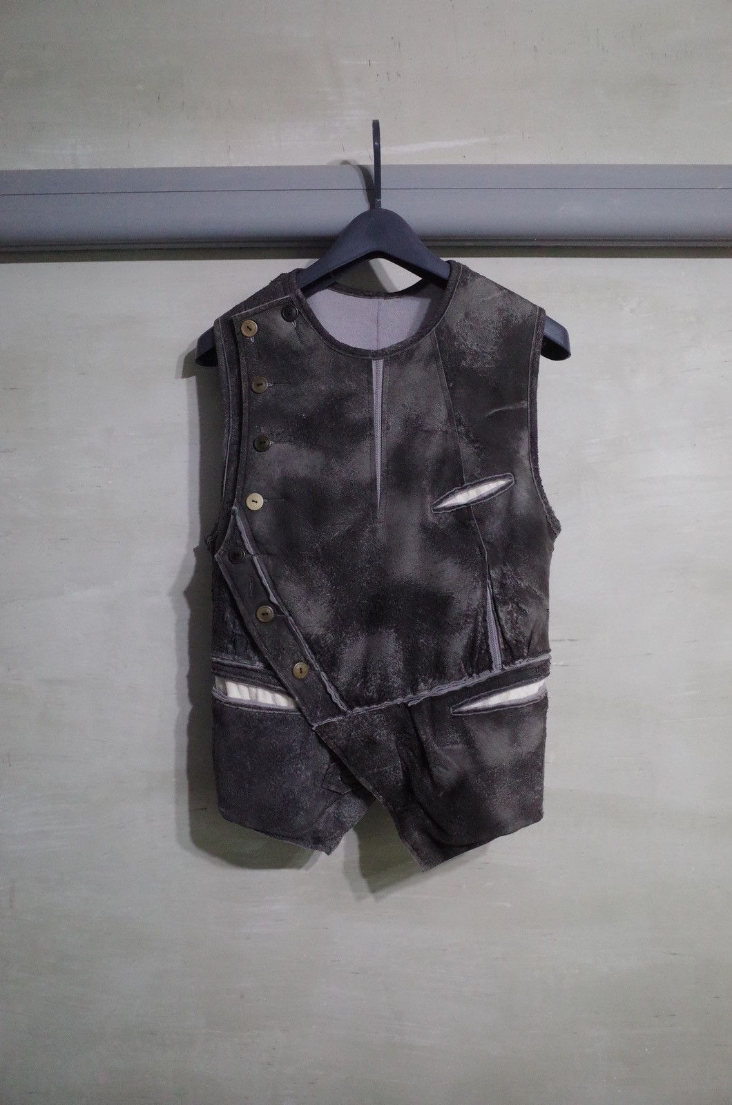 image of Takahiromiyashita The Soloist Soloist Leather Vests in Grey, Men's (Size Small)