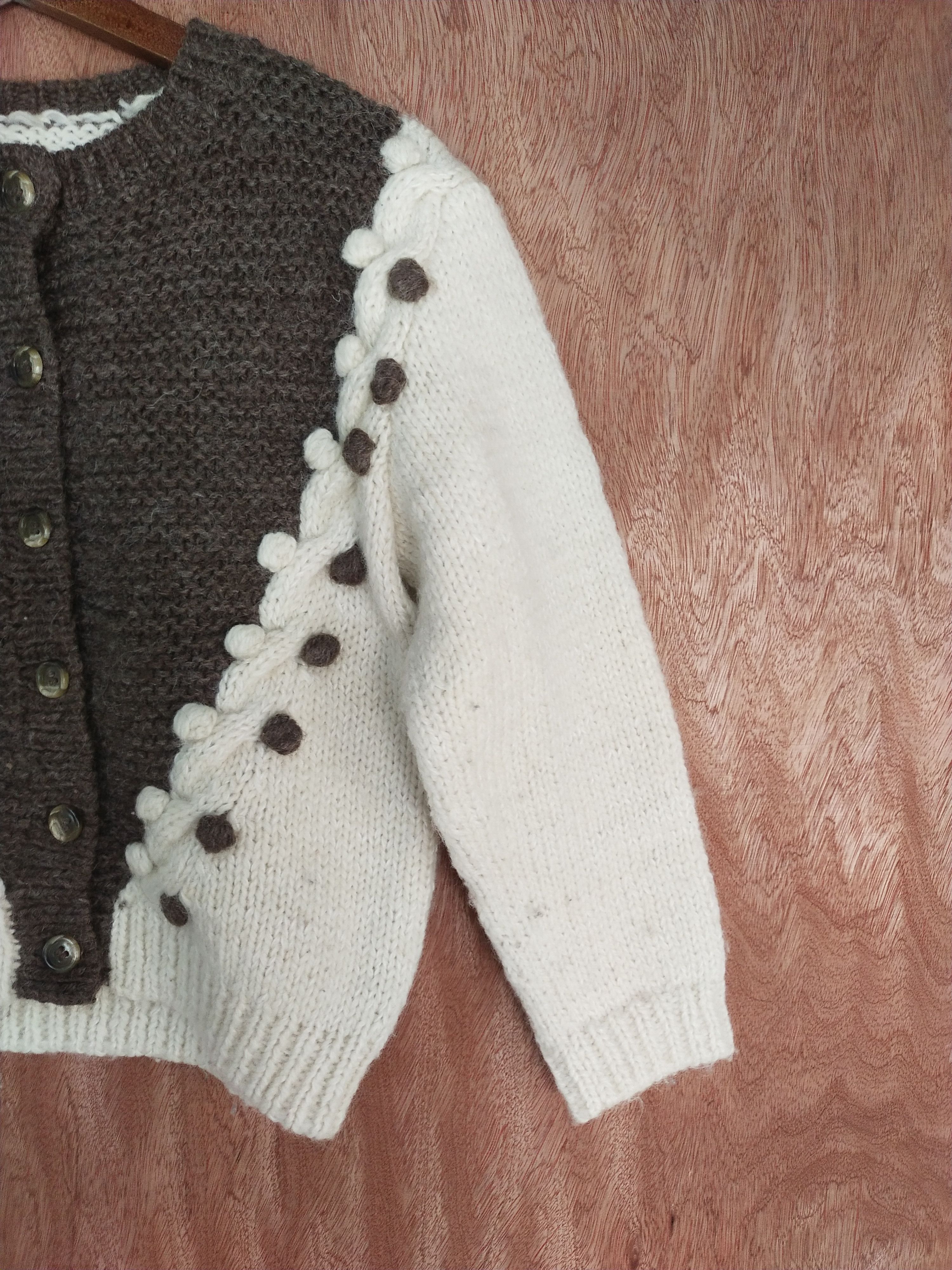 Homespun Knitwear × Japanese Brand Japan art cable knitwear Cream/brown #S103 Size US XS / EU 42 / 0 - 3 Thumbnail