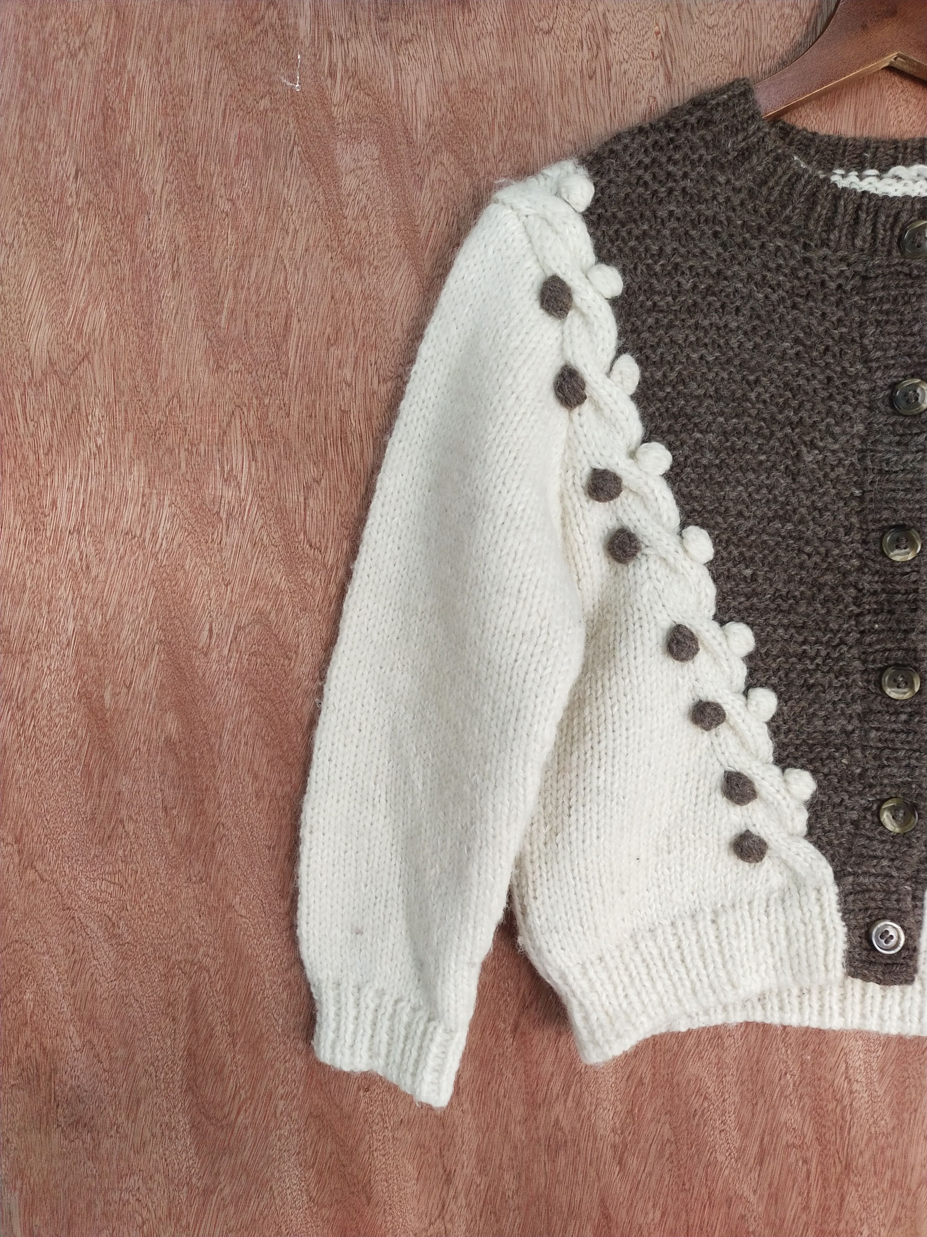Homespun Knitwear × Japanese Brand Japan art cable knitwear Cream/brown #S103 Size US XS / EU 42 / 0 - 4 Thumbnail