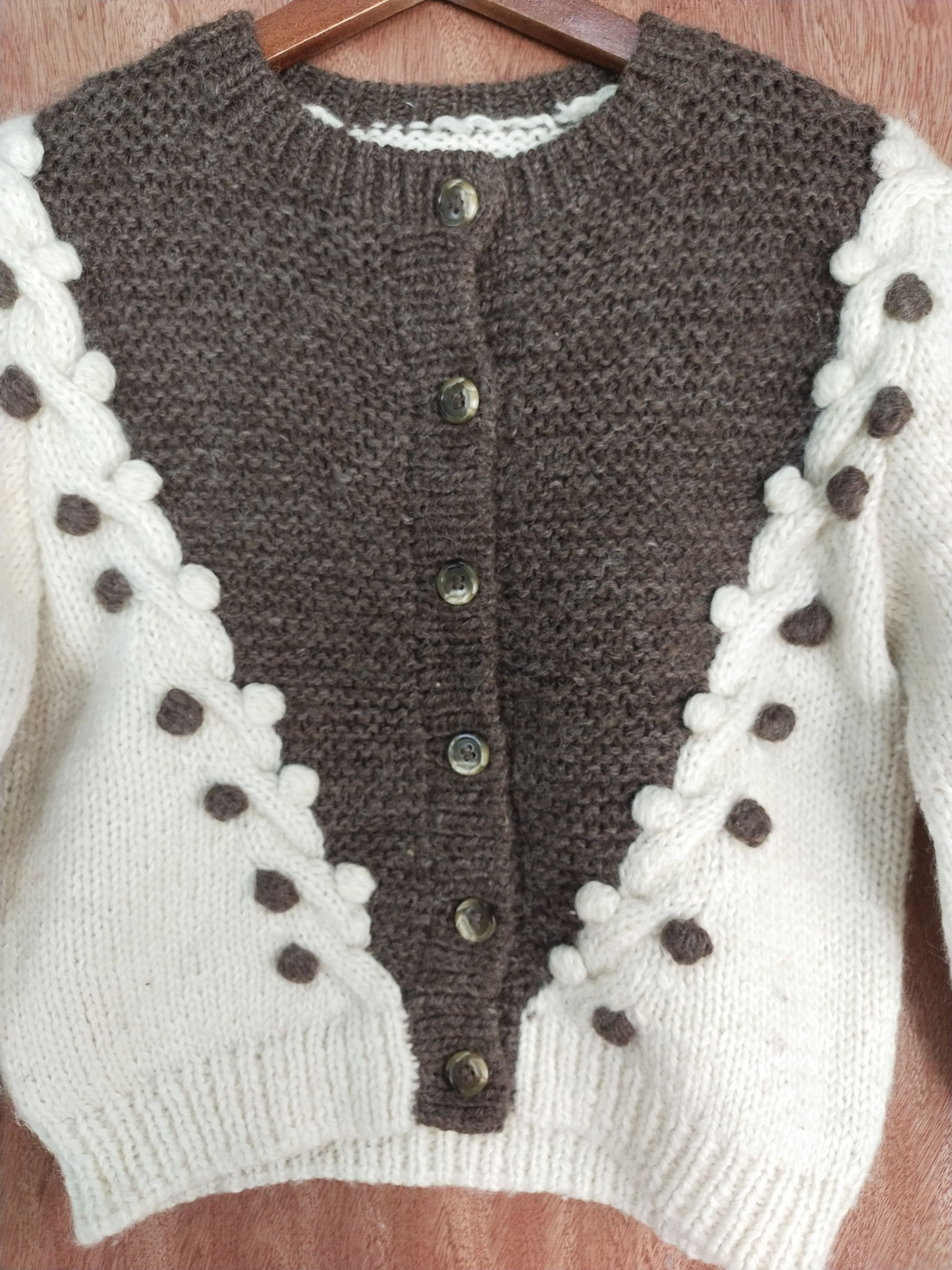 Homespun Knitwear × Japanese Brand Japan art cable knitwear Cream/brown #S103 Size US XS / EU 42 / 0 - 5 Thumbnail