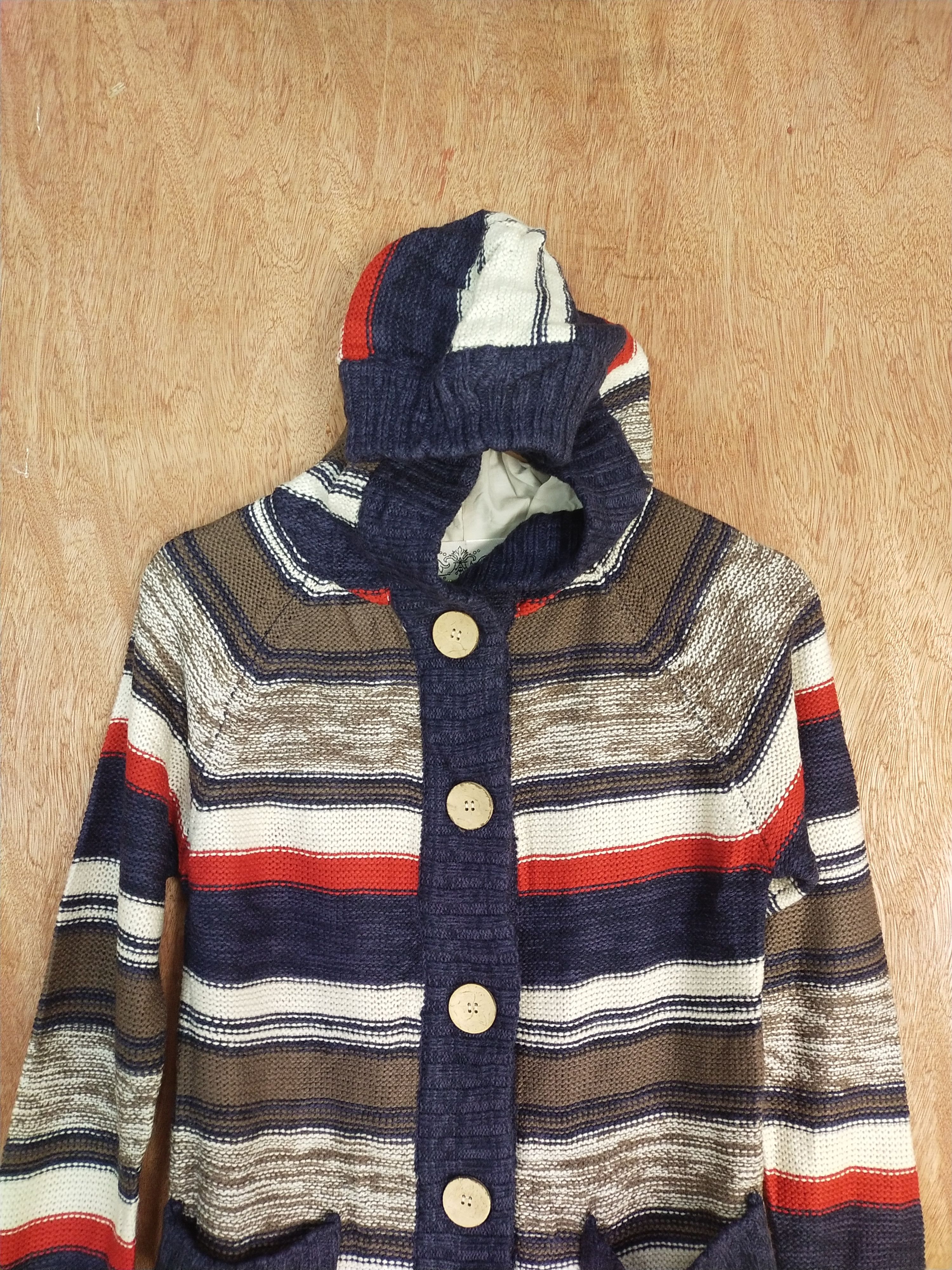 Homespun Knitwear Quatre Vinght Dixans stripe cardigan Knitwear #S111 Size M / US 6-8 / IT 42-44 - 2 Thumbnail