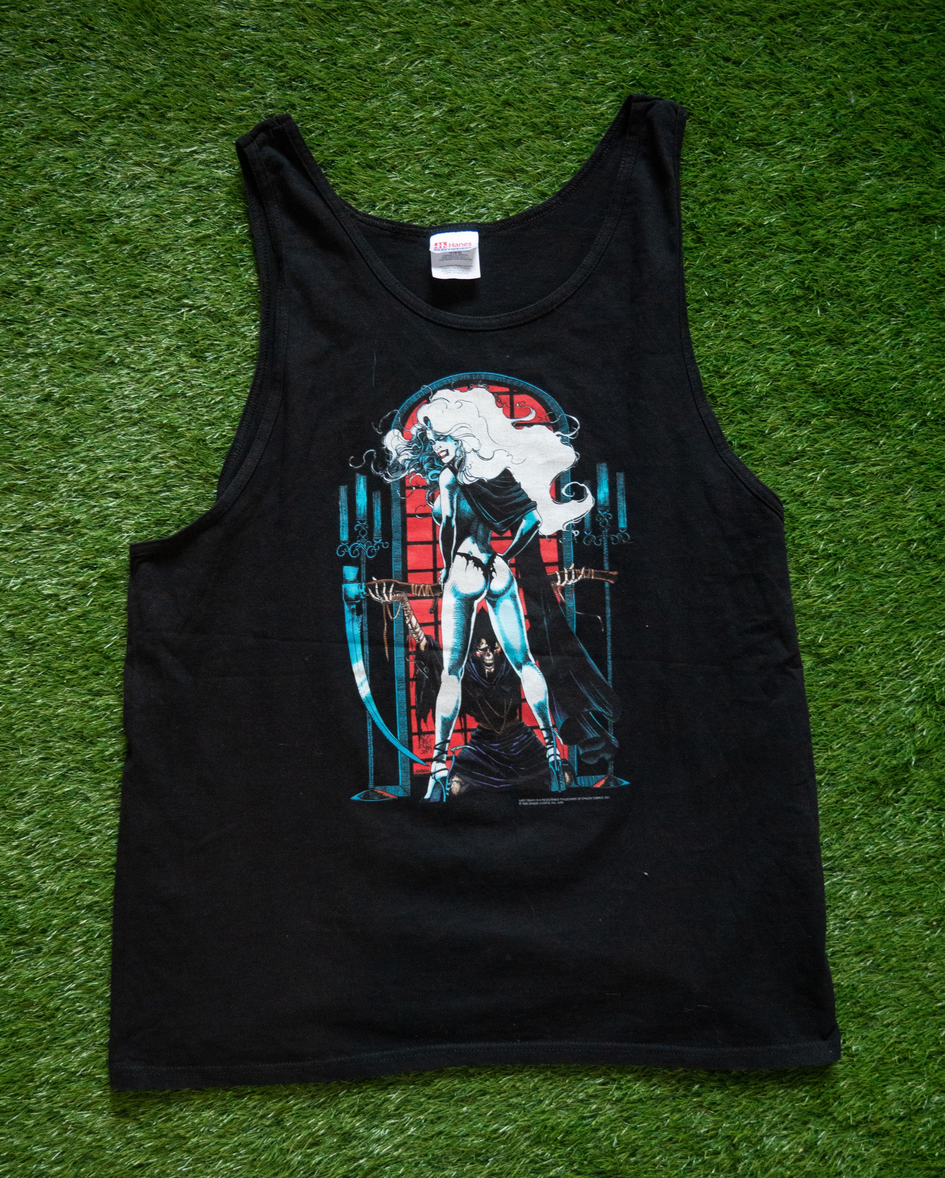 Image of Comics x Hanes Vintage 90's Lady Death Tank Top Sleeveless Shirt in Black, Men's (Size XL)