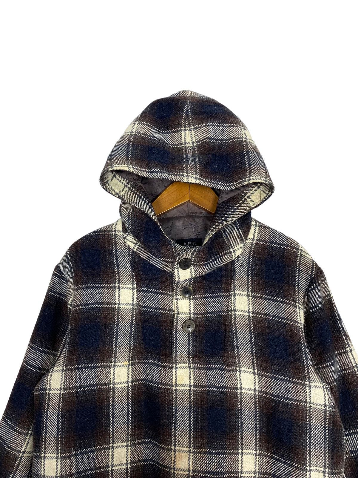 A.P.C. Rare‼️ A.P.C Wool Hoodie Checked Oversize Pullover Size US S / EU 44-46 / 1 - 2 Thumbnail