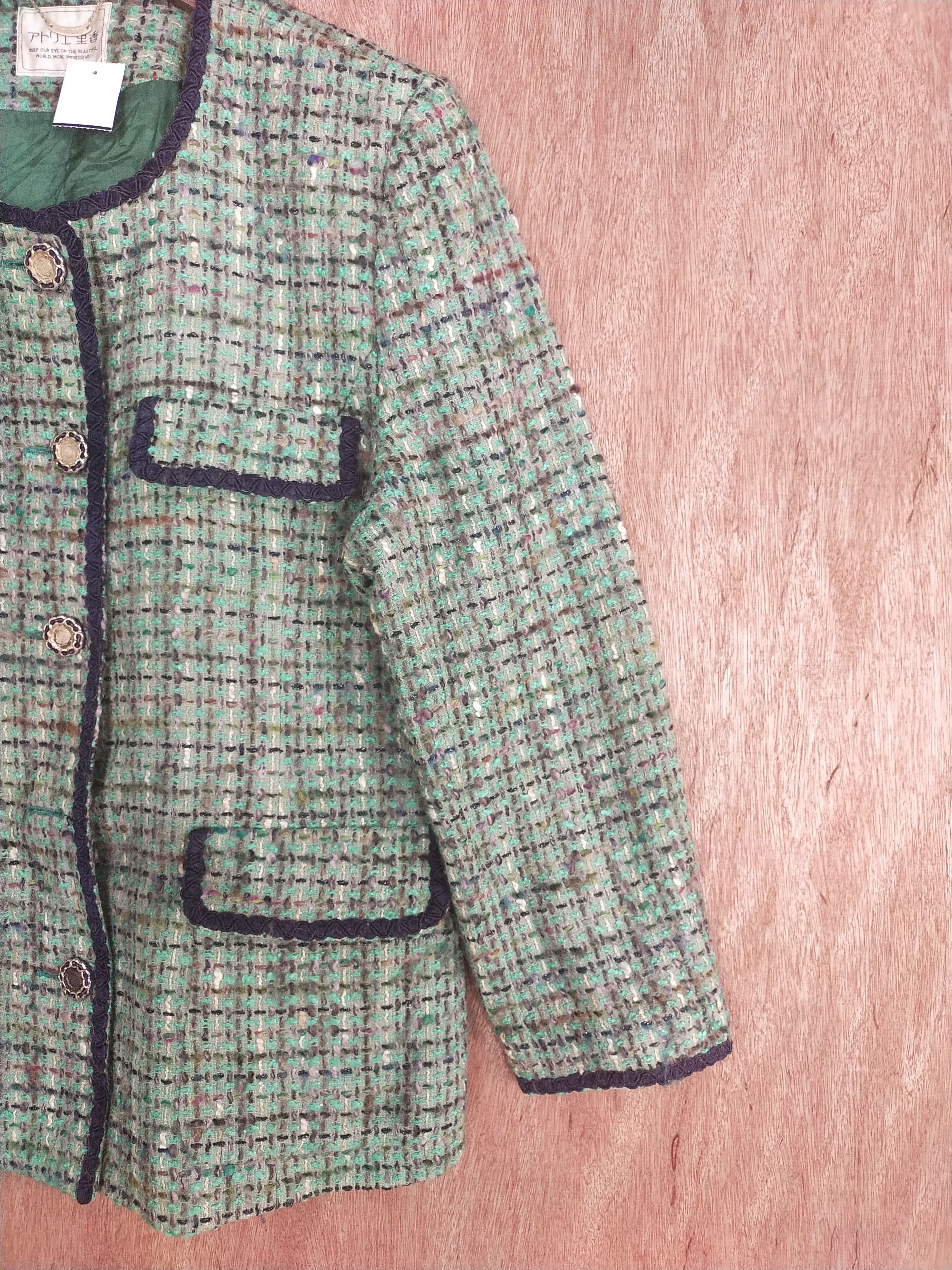 Japanese Brand Japan checkered Green knitwear cardigan #S002 Size M / US 6-8 / IT 42-44 - 6 Thumbnail