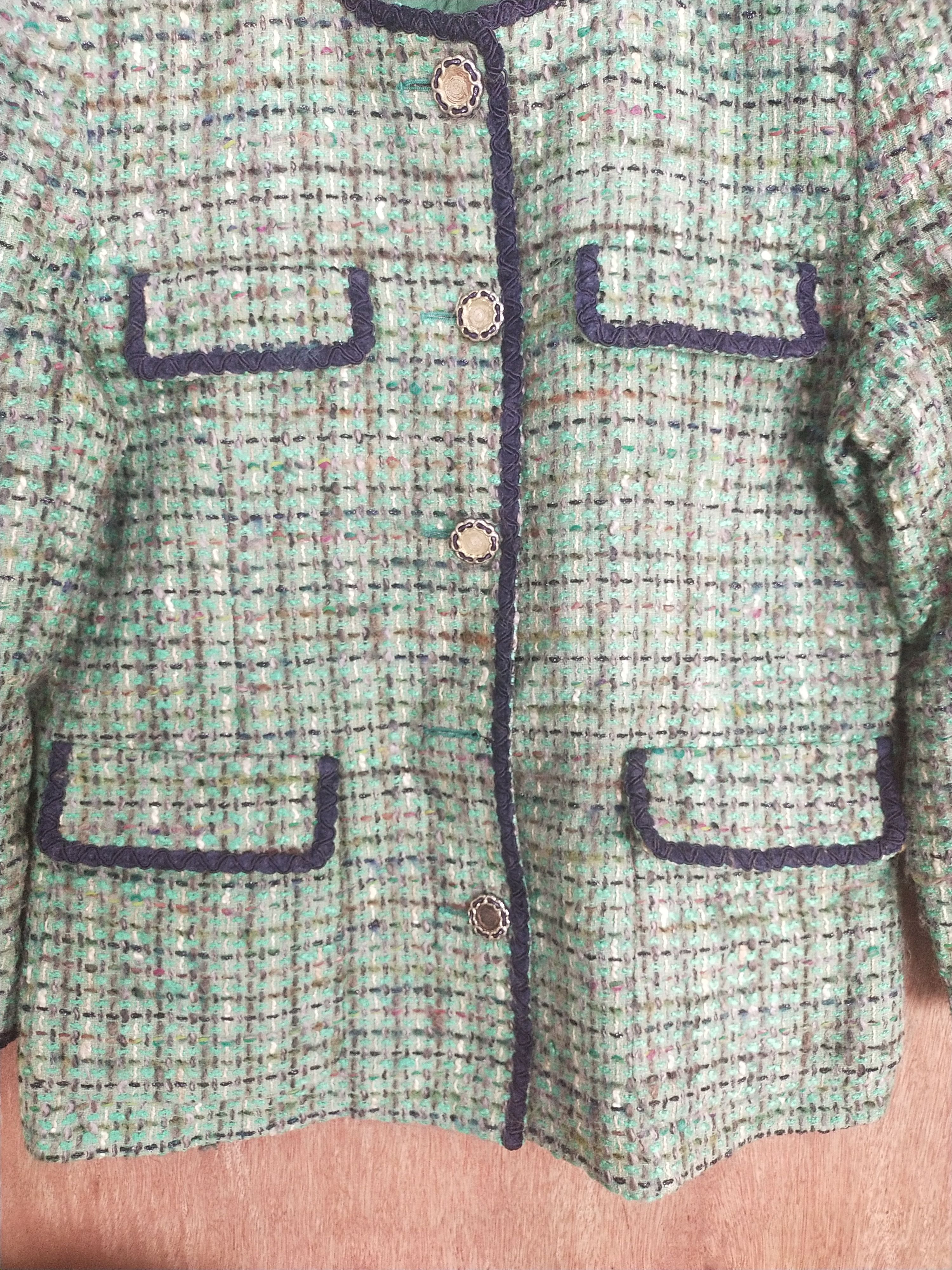 Japanese Brand Japan checkered Green knitwear cardigan #S002 Size M / US 6-8 / IT 42-44 - 4 Thumbnail