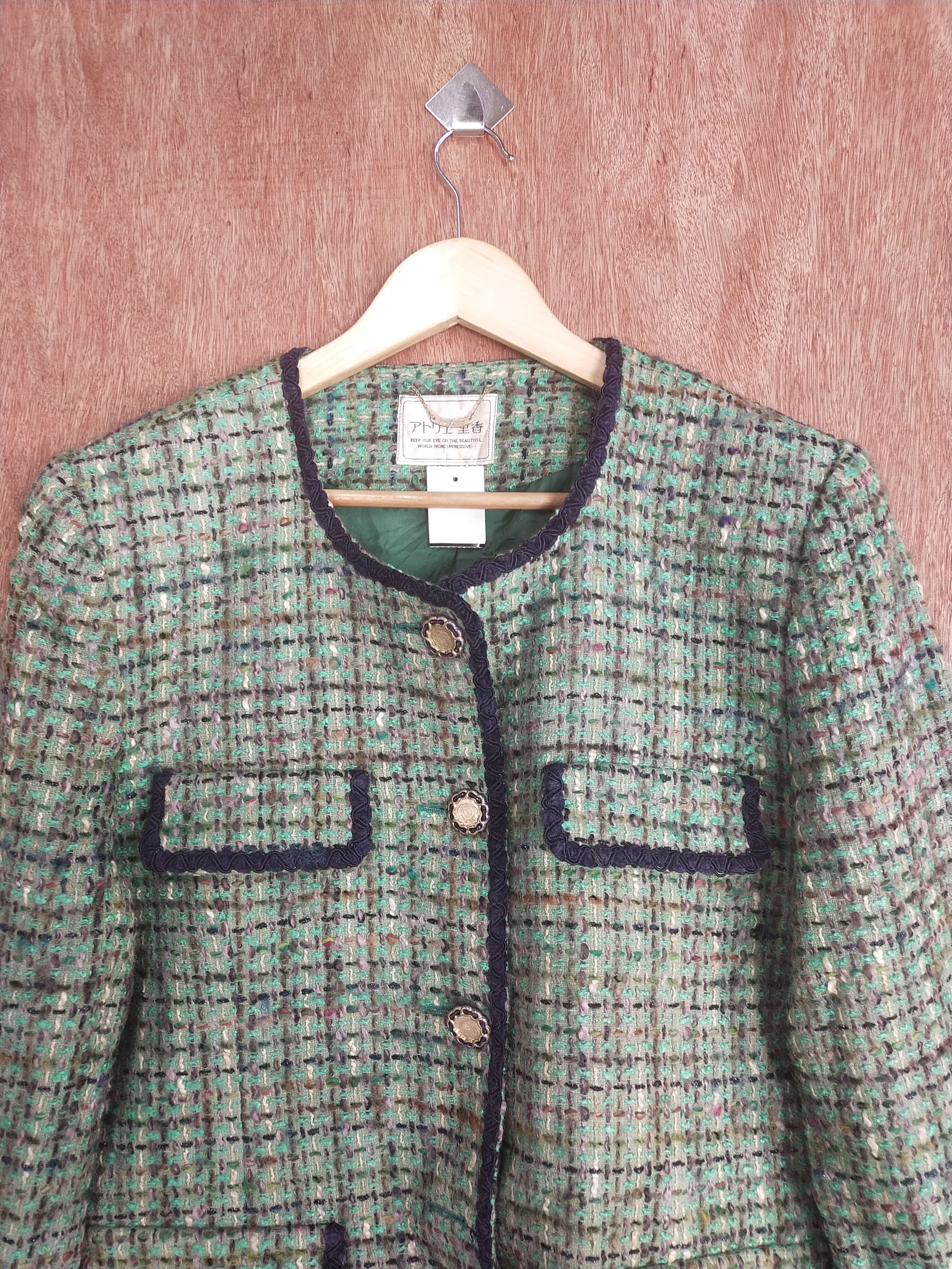 Japanese Brand Japan checkered Green knitwear cardigan #S002 Size M / US 6-8 / IT 42-44 - 2 Thumbnail