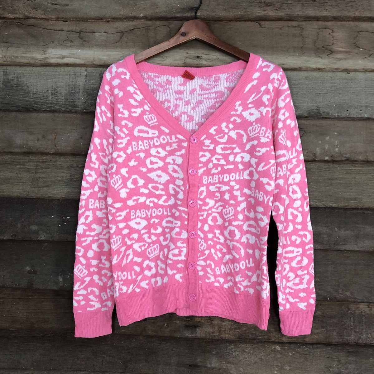 DLL Baby Doll PInk Shaggy cardigan Knitwear #c673