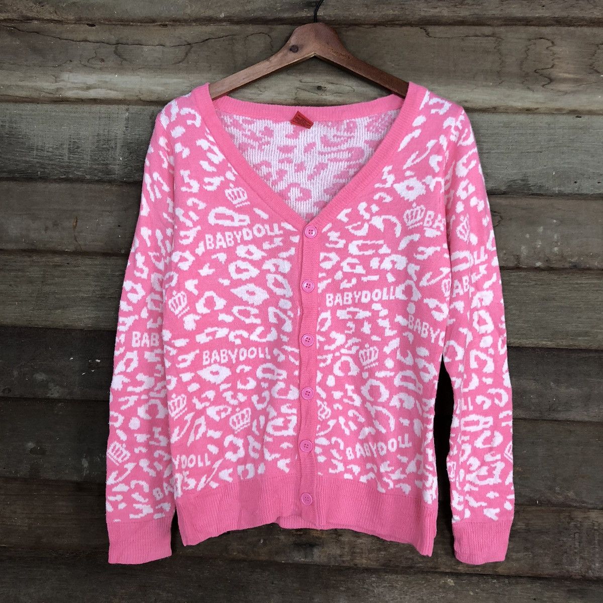 Homespun Knitwear DLL Baby Doll PInk Shaggy cardigan Knitwear #c673 Size S / US 4 / IT 40 - 3 Thumbnail