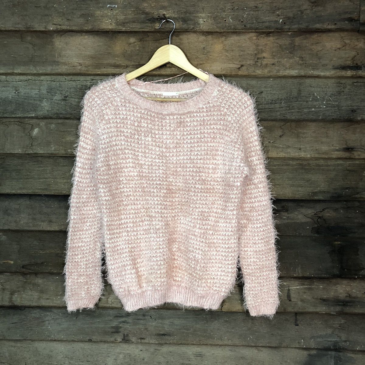 image of Homespun Knitwear x Vintage Gu Pink Shag Shaggy Fur Mohair Knitwear 6975, Men's (Size Medium)