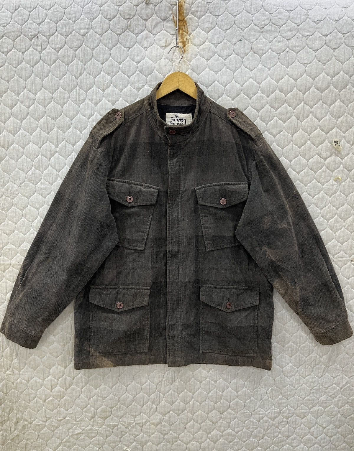 image of (Vvv). Vintage Stussy Corduroy Zipper Jacket, Men's (Size Large)