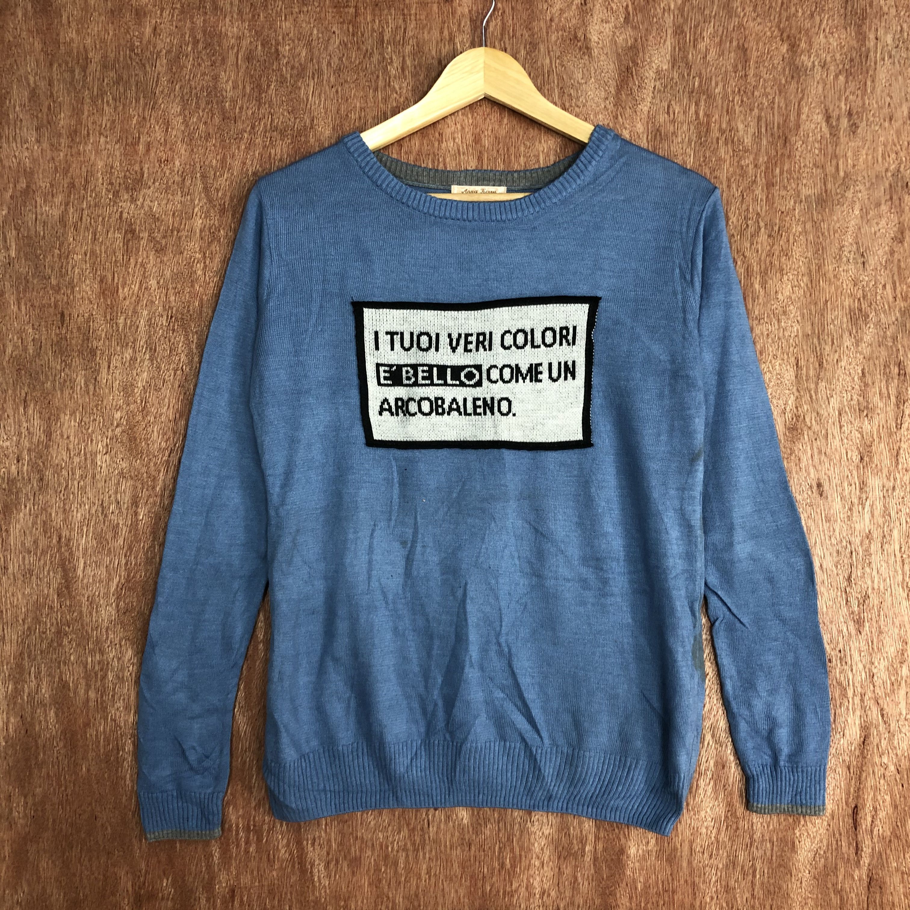 image of Homespun Knitwear Anna Kenny Blue Knitwear Sweatshirt 6146, Women's (Size Small)