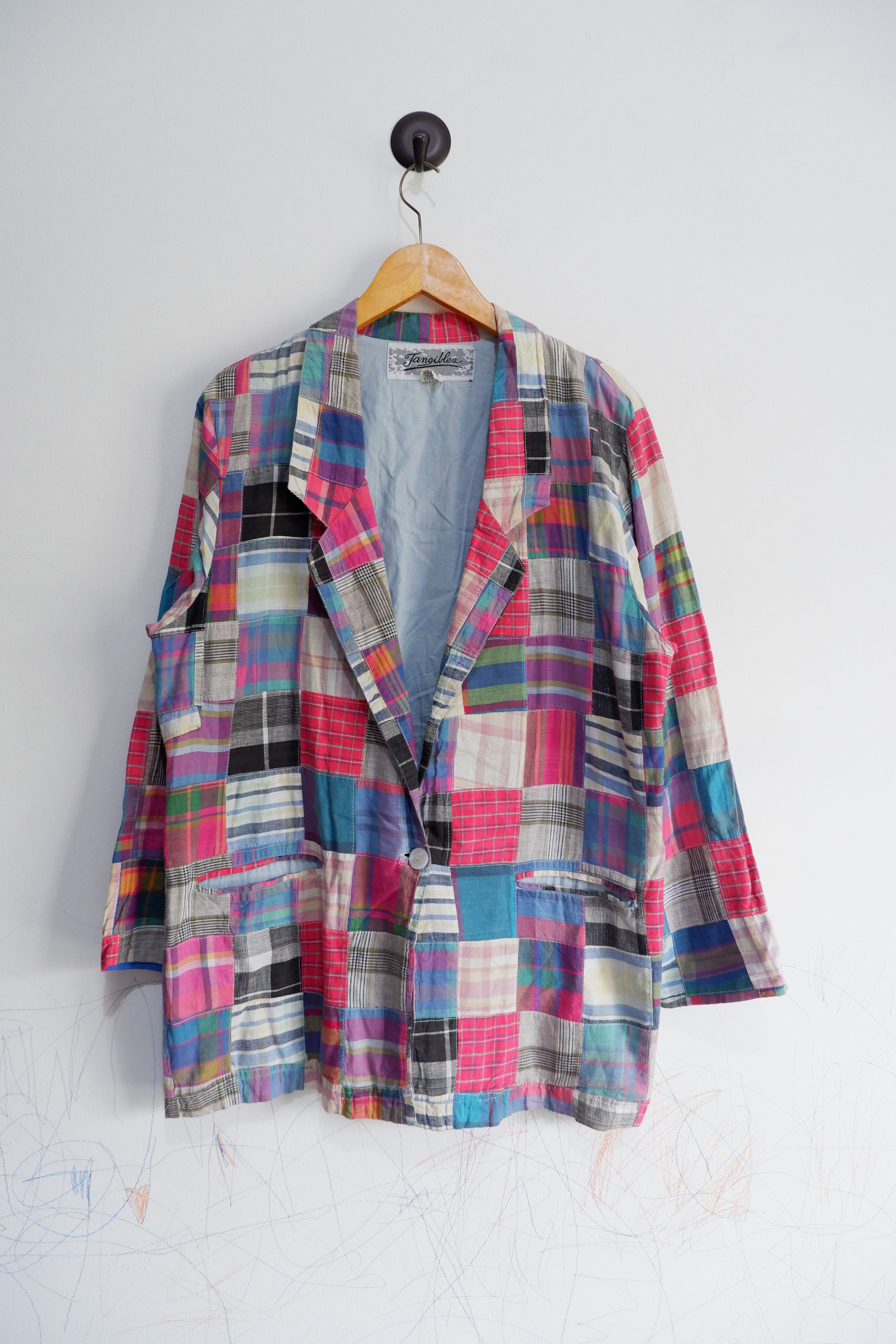 Japanese Brand Vintage Y2K Tangibles Patchwork Blazer Size US L / EU 52-54 / 3 - 1 Thumbnail