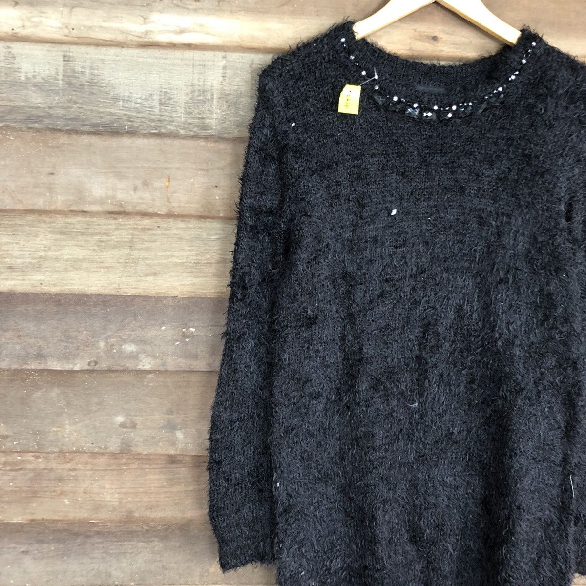 Homespun Knitwear × Japanese Brand DL HK Works London Black Mohair Shag Shaggy Knitwear #B638 Size XL / US 12-14 / IT 48-50 - 7 Thumbnail
