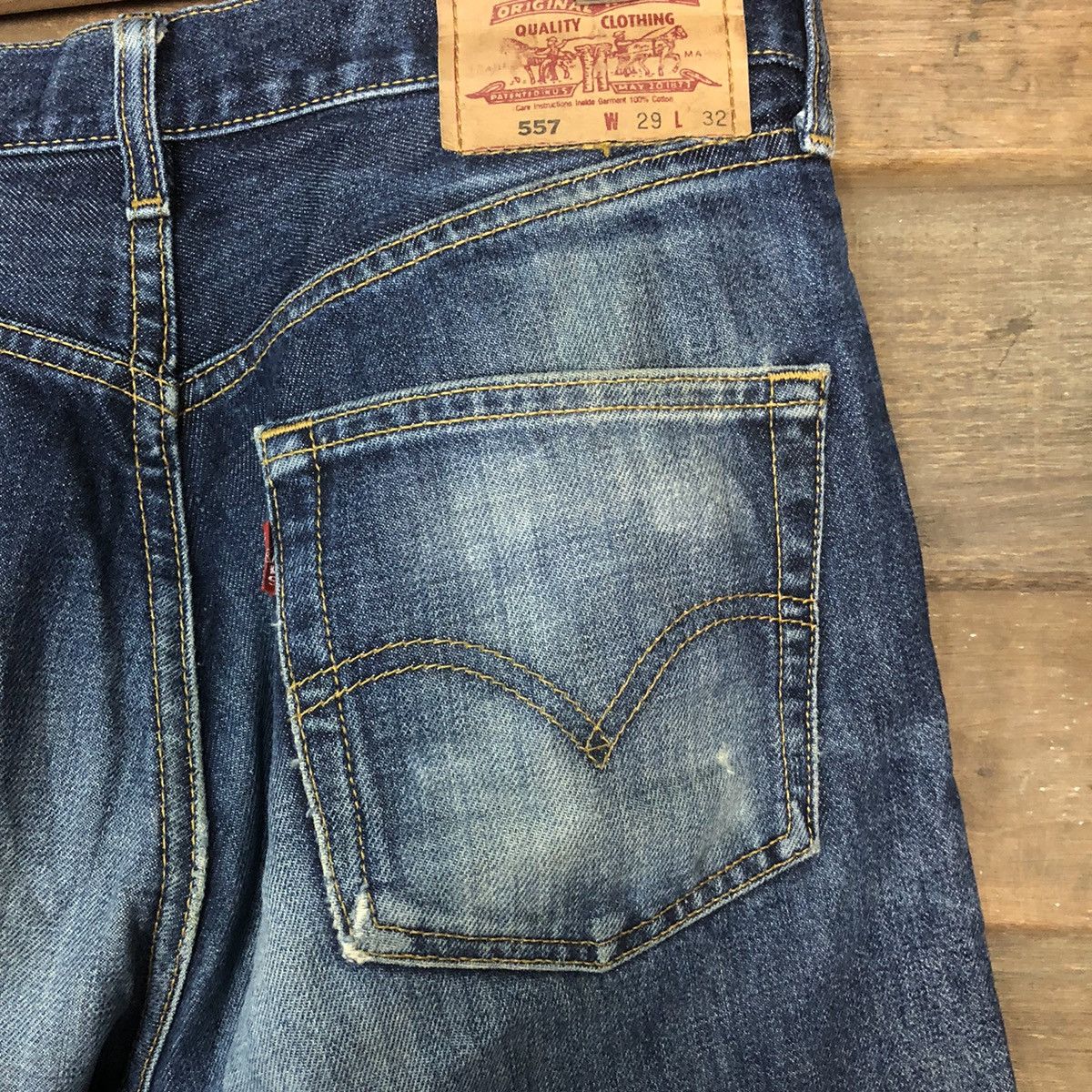 Levi's DLS 557 Levis blue faded Distressed Denim pants #BB530 Size US 29 - 13 Thumbnail