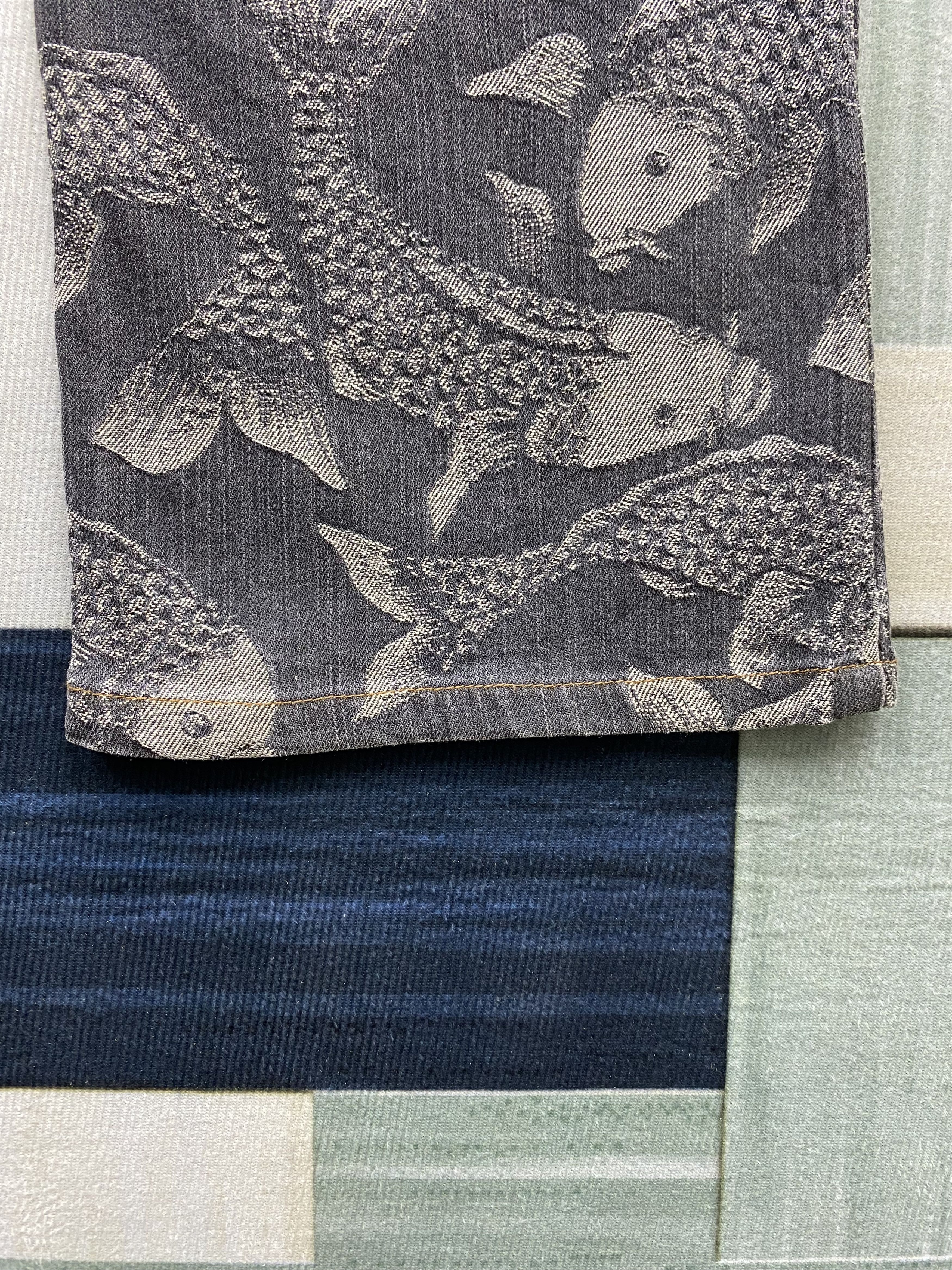 Japanese Brand Japanese Brand Mash Mania Woven Koi Fish Print Flare Jean Size US 27 - 11 Thumbnail