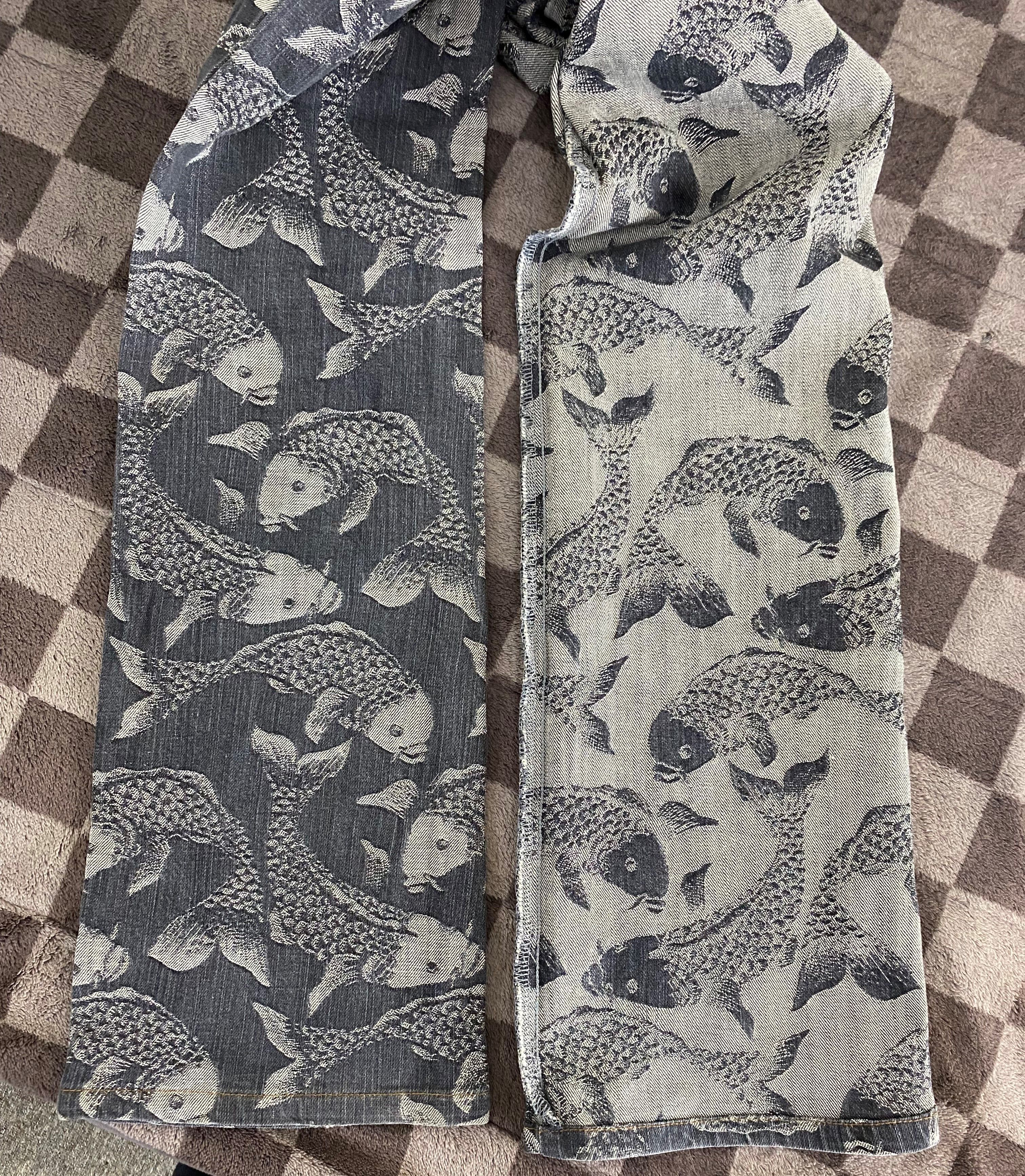 Japanese Brand Japanese Brand Mash Mania Woven Koi Fish Print Flare Jean Size US 27 - 12 Thumbnail