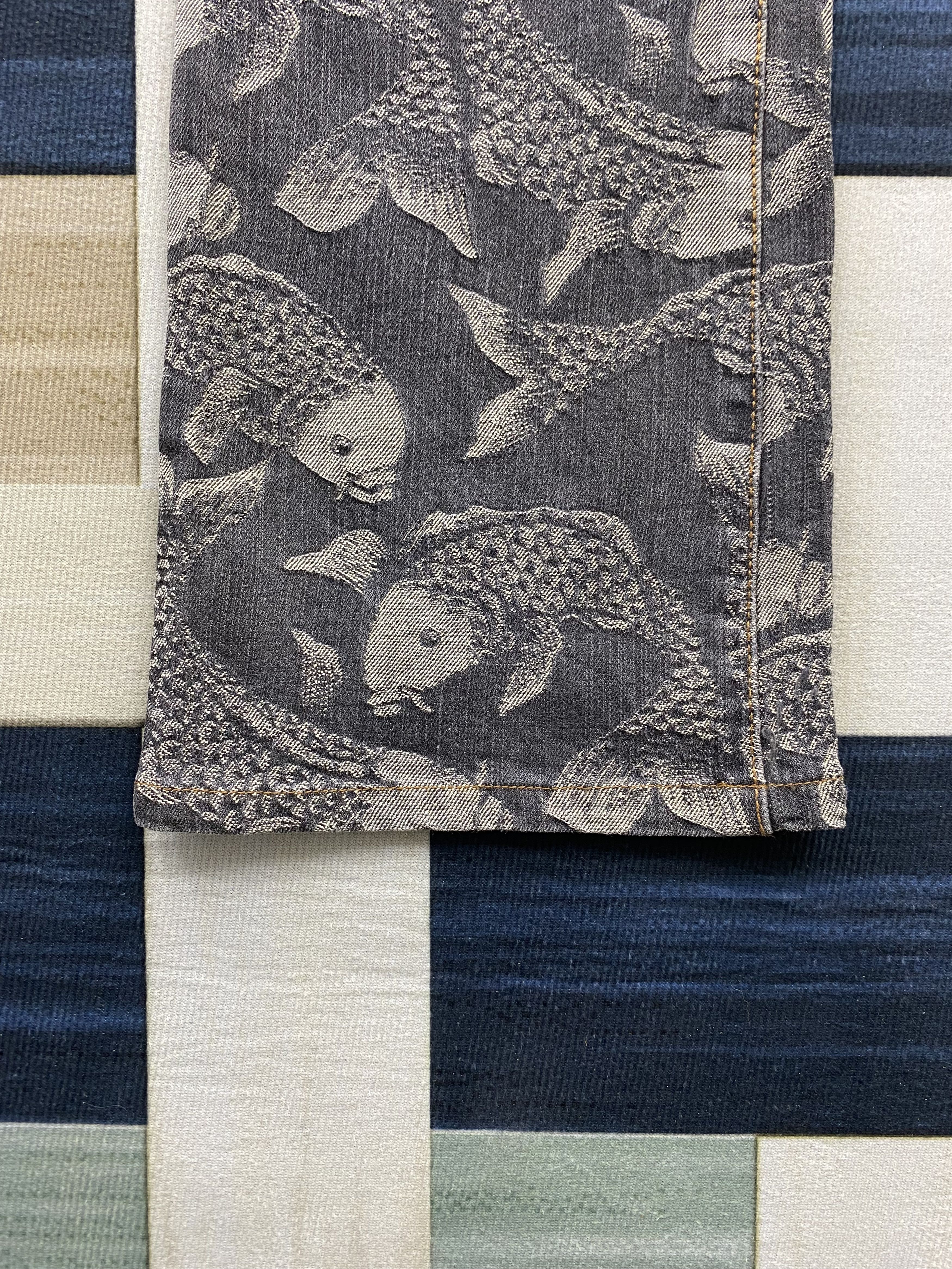 Japanese Brand Japanese Brand Mash Mania Woven Koi Fish Print Flare Jean Size US 27 - 8 Thumbnail