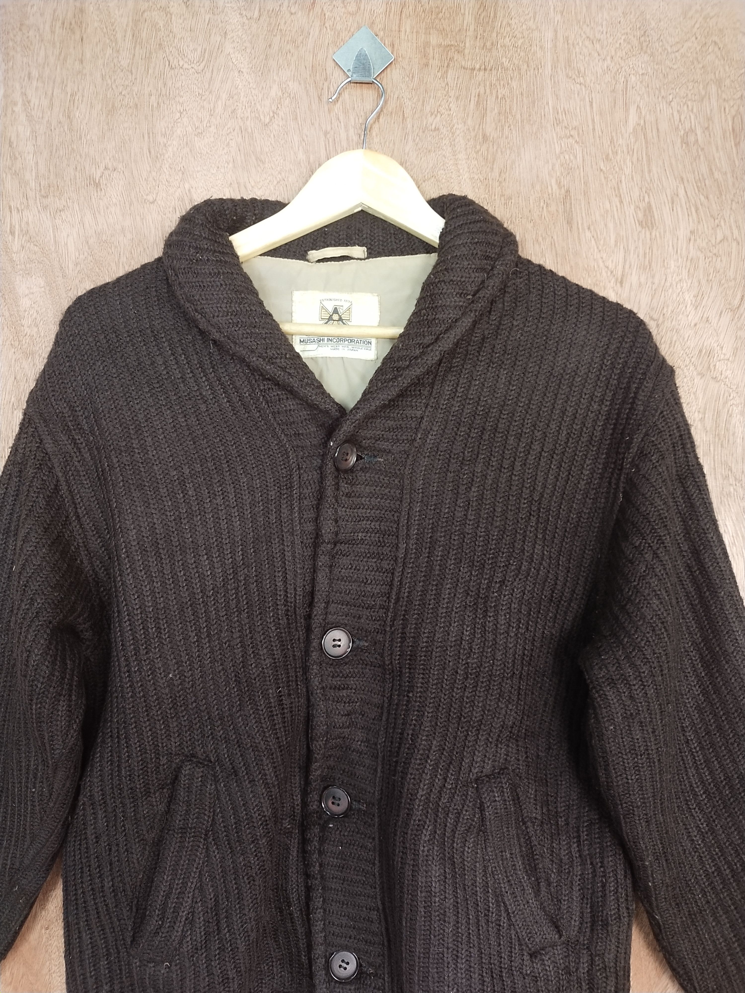 Homespun Knitwear × Japanese Brand Musashi vintage japan cardigan brown knitwear #S239 Size US M / EU 48-50 / 2 - 2 Thumbnail