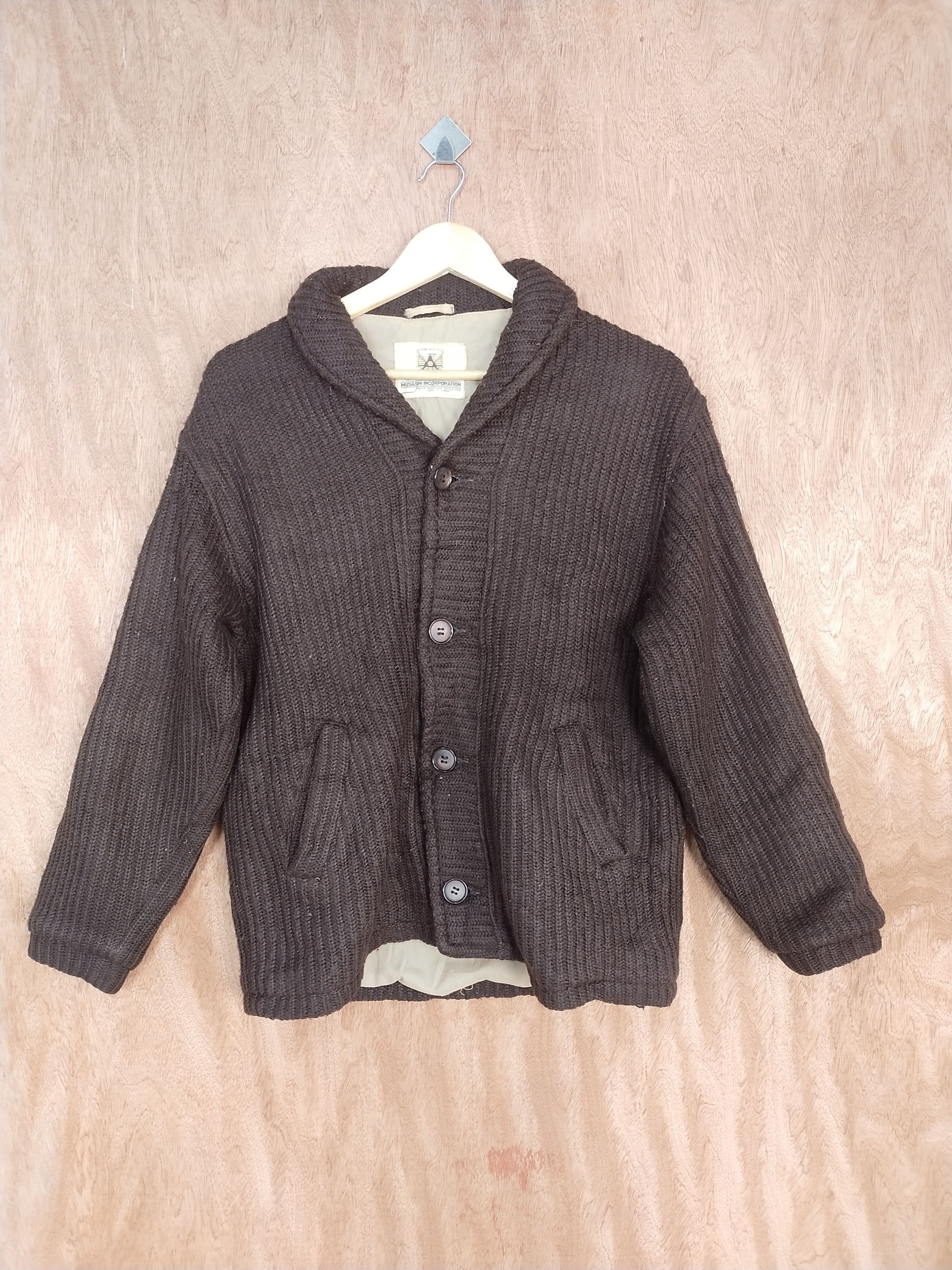 Homespun Knitwear × Japanese Brand Musashi vintage japan cardigan brown knitwear #S239 Size US M / EU 48-50 / 2 - 1 Thumbnail