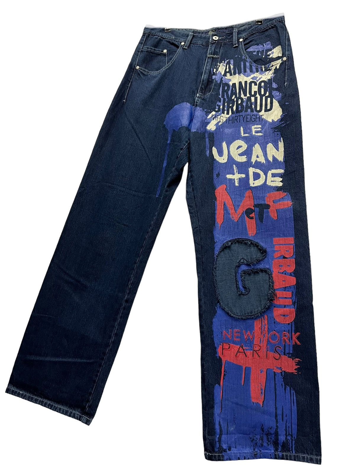 90's MARITHE FRANCOIS GIRBAUD Art Painted Baggy Denim Pants