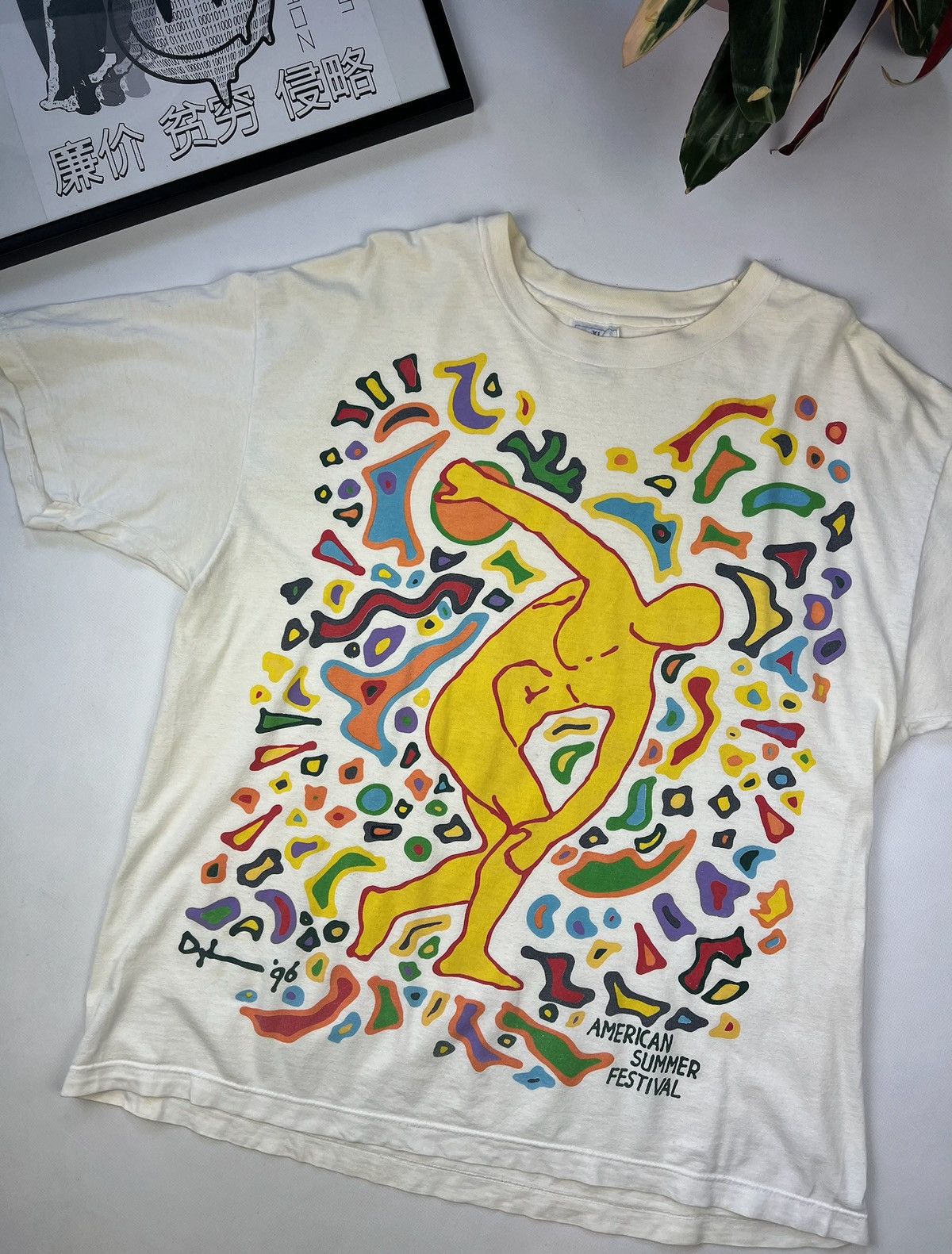 Image of Vintage Art T-Shirt All Over Print in White, Men's (Size XL)