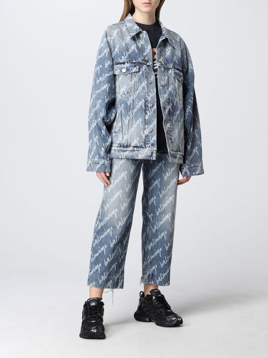 Balenciaga Logo Print Oversized Denim Jacket Grailed 