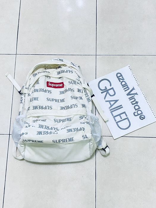 Supreme FW16 3M Reflective Repeat Black Backpack Bookbag Rare