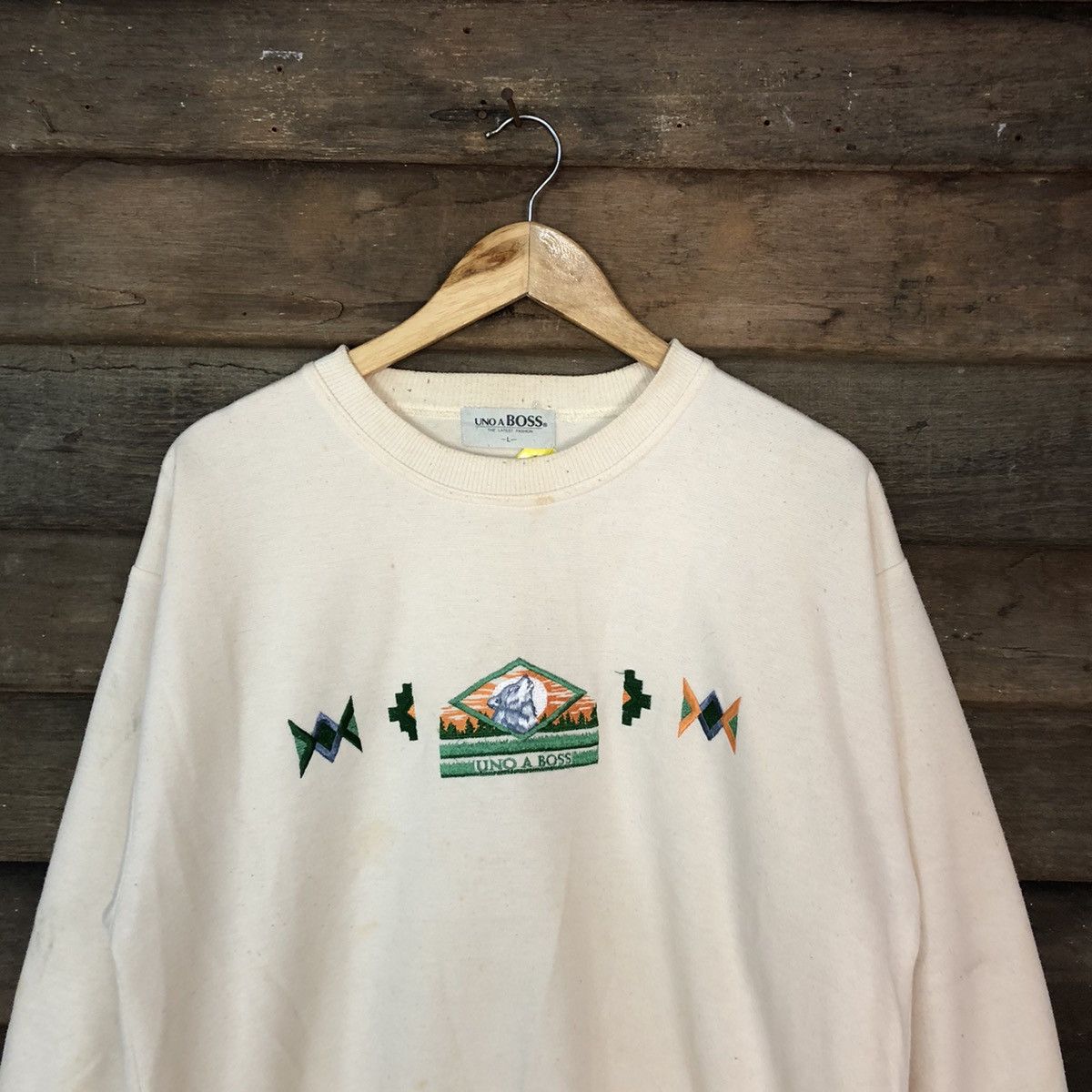 Japanese Brand × Vintage Uno A Boss Cream vintage art Sweatshirt #3905 Size US L / EU 52-54 / 3 - 2 Thumbnail