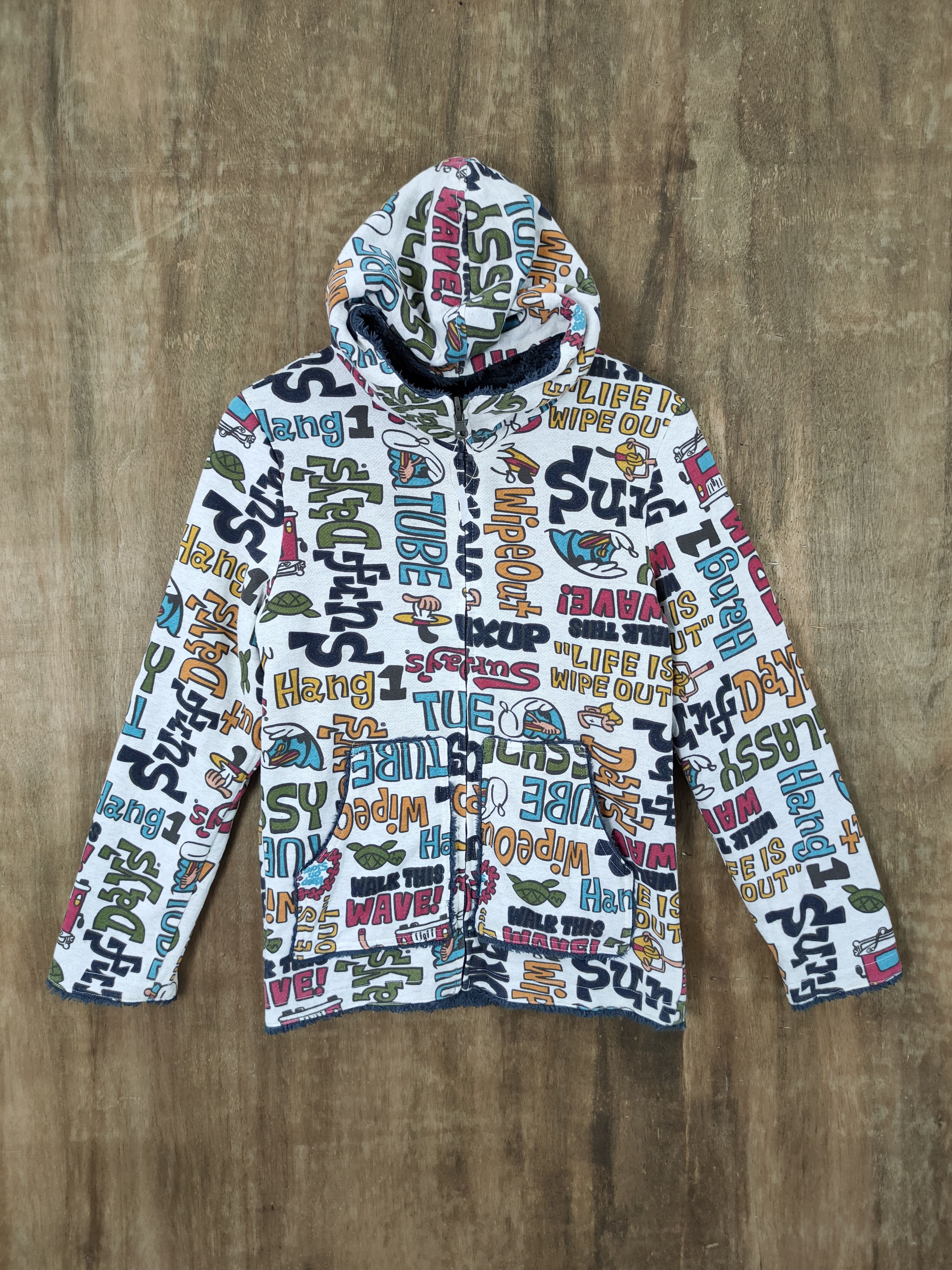 image of Surf Style x Vintage Surf Days Fleece Reversible Full Print Sweater 782 in Mix, Men's (Size Small)