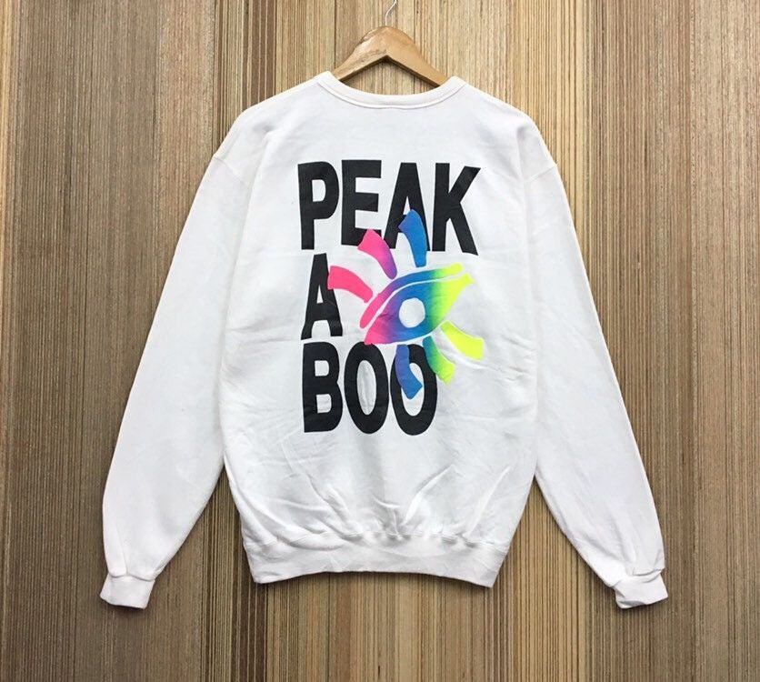 image of Hawaiian Shirt x Surf Style Vintage Peakaboo Surf Crewneck Biglogo Sweatshirt in White (Size Large)