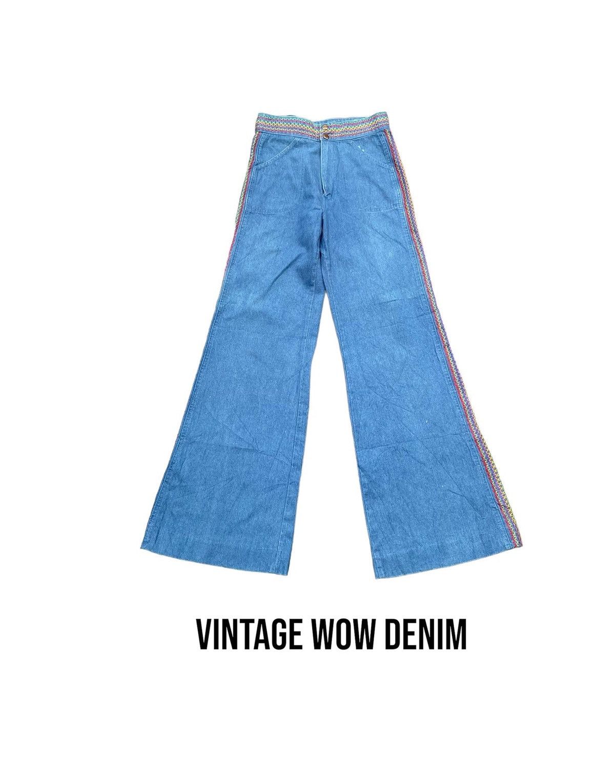 Japanese Brand Vintage Wow Wide Leg Denim Size US 27 - 1 Thumbnail