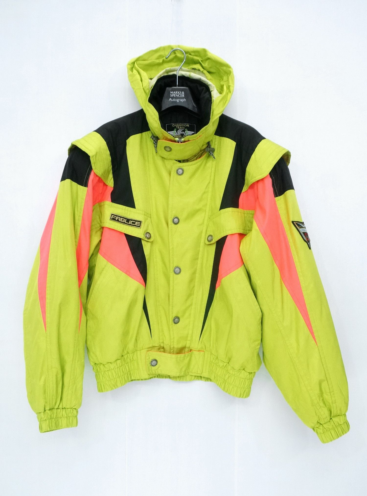 image of 90's Fablice Ski Jacket in Fluorecent Green Mix, Men's (Size Large)