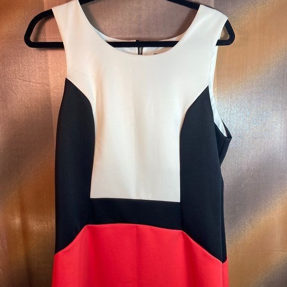 Bisou Bisou Color Block Sheath Dress Red White Size 12