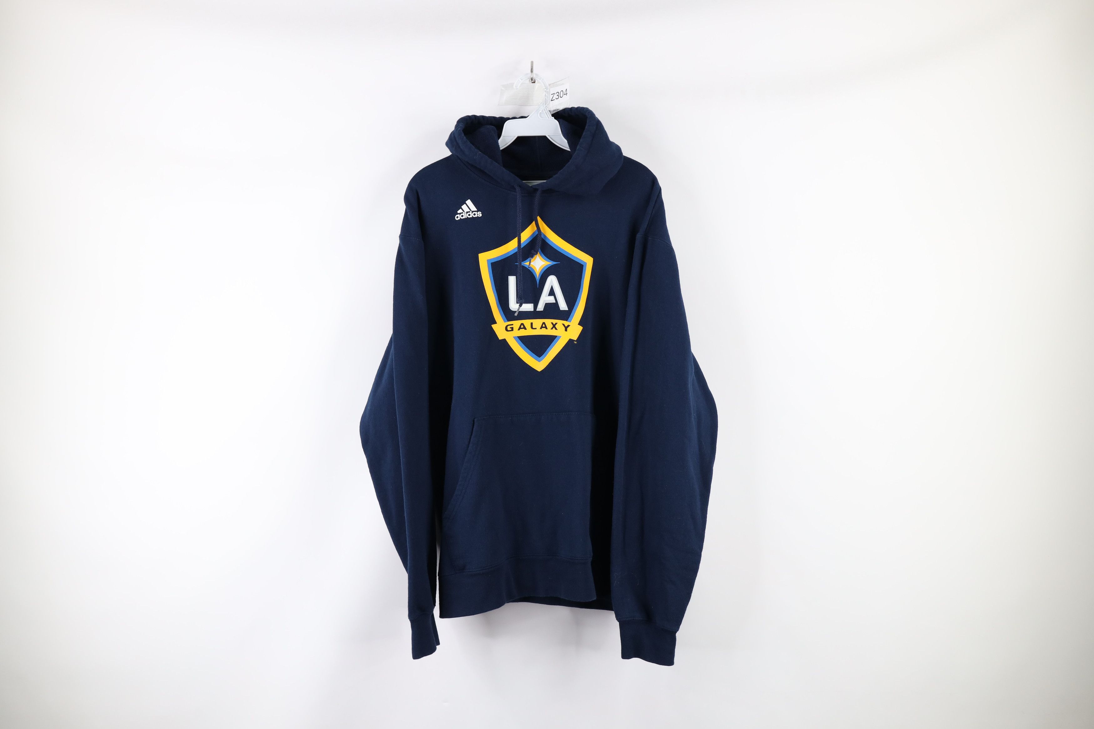 Adidas Spell Out MLS Soccer LA Galaxy Hoodie Sweatshirt Blue - Main Image