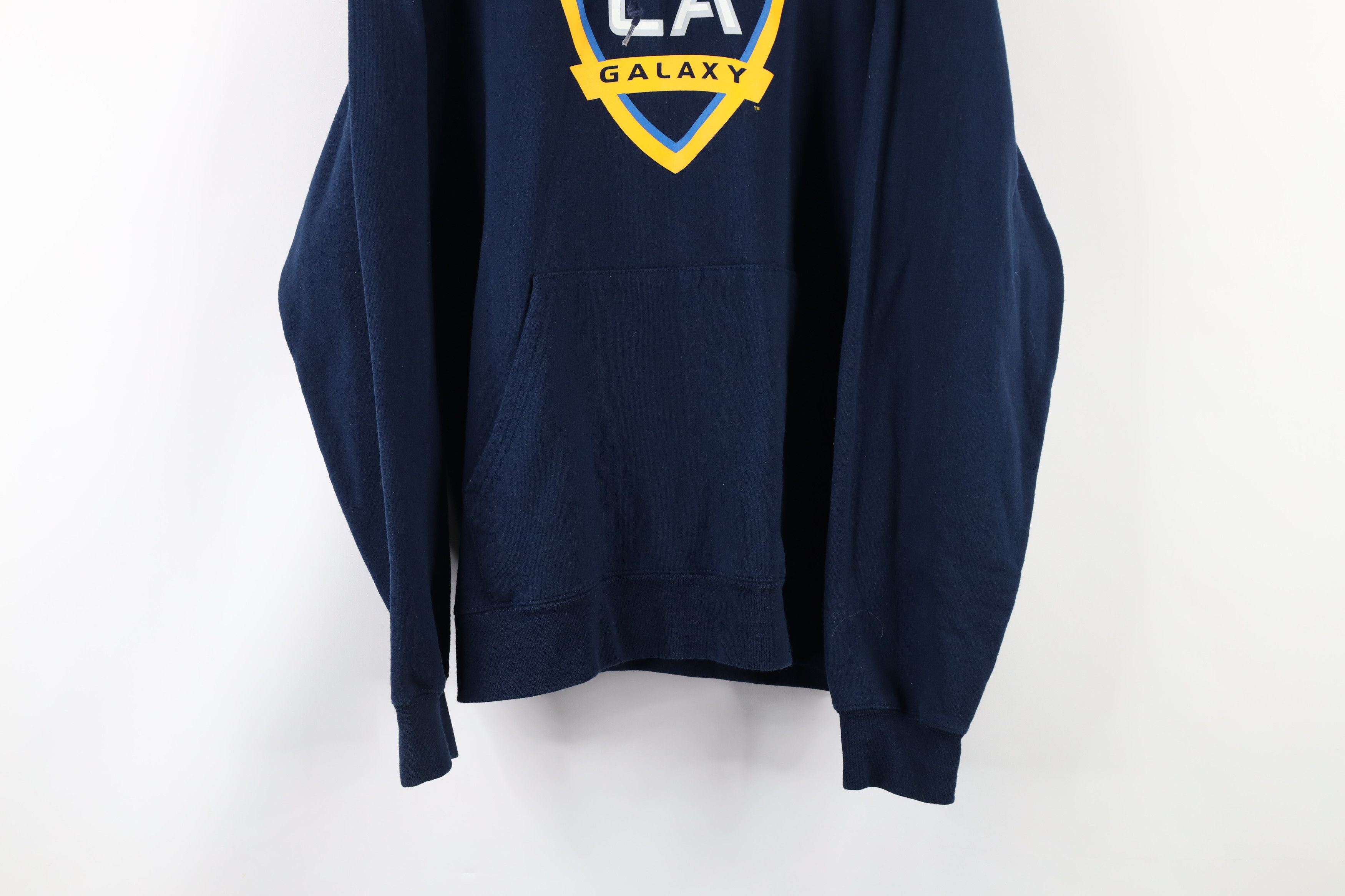 Adidas Spell Out MLS Soccer LA Galaxy Hoodie Sweatshirt Blue