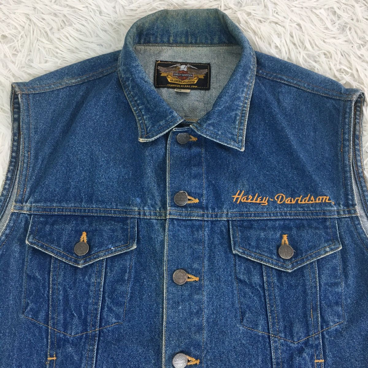 Harley Davidson × Vintage Harley Davidson Denim Vest Size US M / EU 48-50 / 2 - 5 Thumbnail